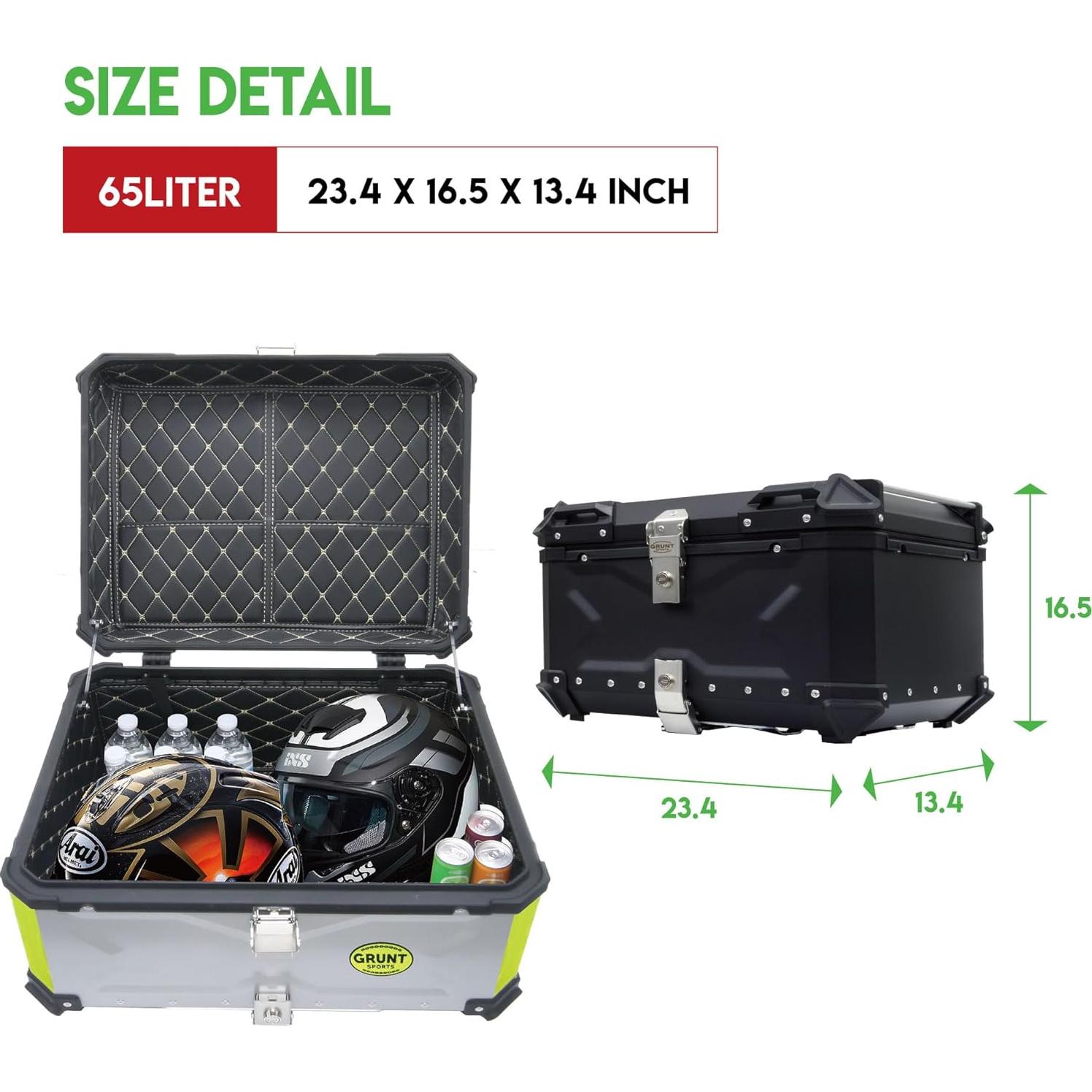 Caja de Cola de Motocicleta Letusto 65L Aluminio Impermeable