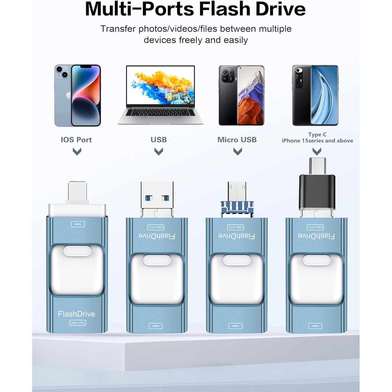 Unidad Flash USB 256GB ZARMST para iPhone y iPad - Alta Velocidad