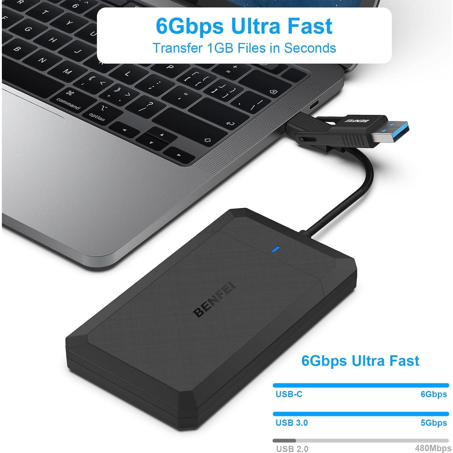 Carcasa Externa SATA 2.5" BENFEI Tipo-C/Tipo-A UASP 6TB