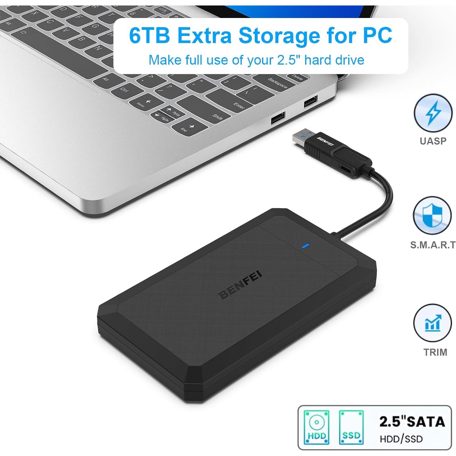 Carcasa Externa SATA 2.5" BENFEI Tipo-C/Tipo-A UASP 6TB