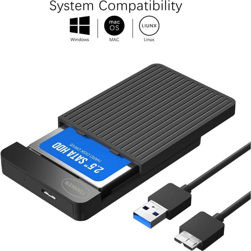 Disco Duro Externo Portátil Tianken 750GB USB 3.0 Negro