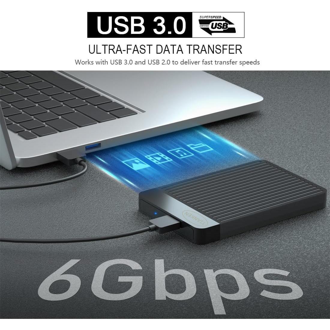 Disco Duro Externo Portátil Tianken 750GB USB 3.0 Negro
