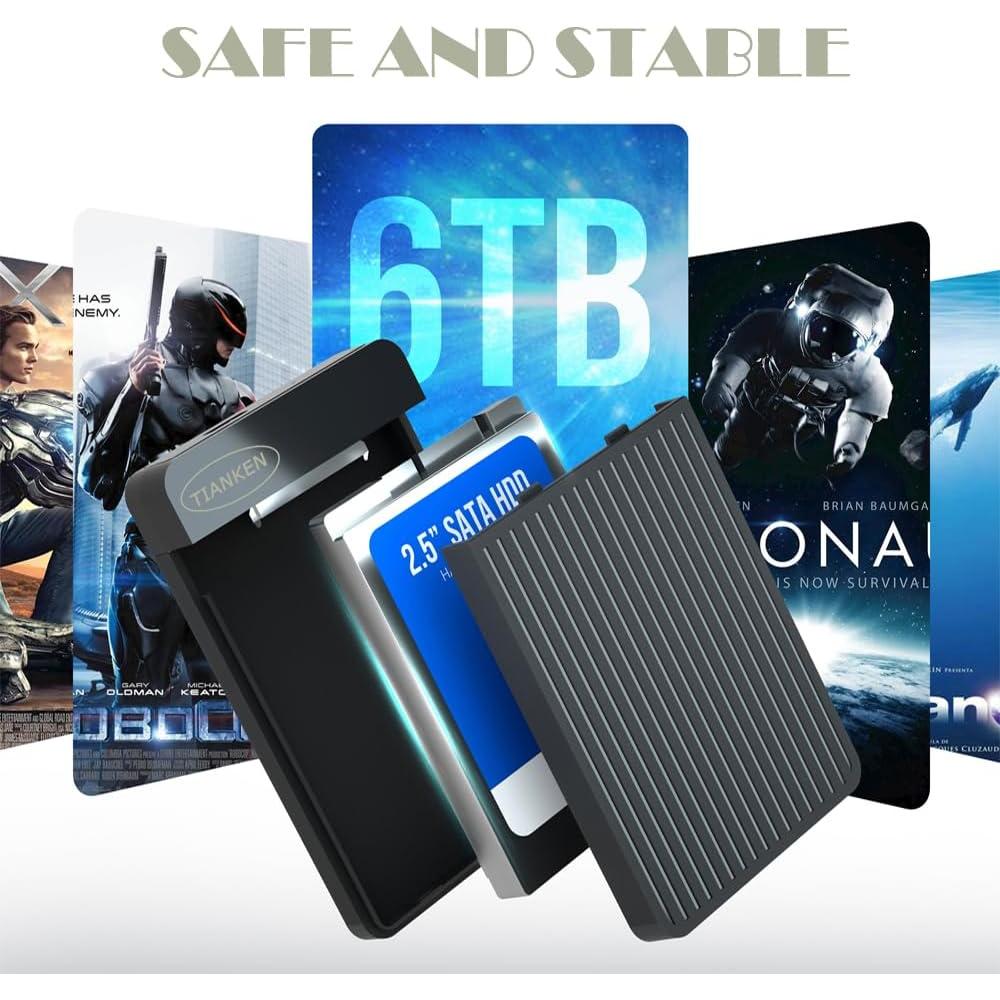 Disco Duro Externo Portátil Tianken 750GB USB 3.0 Negro