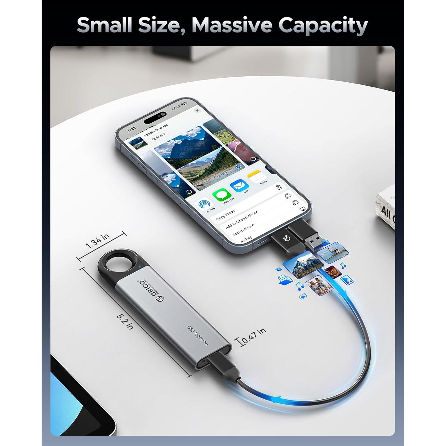 ORICO SSD Externo 1TB C10 USB 3.0 1050MB/s Portátil