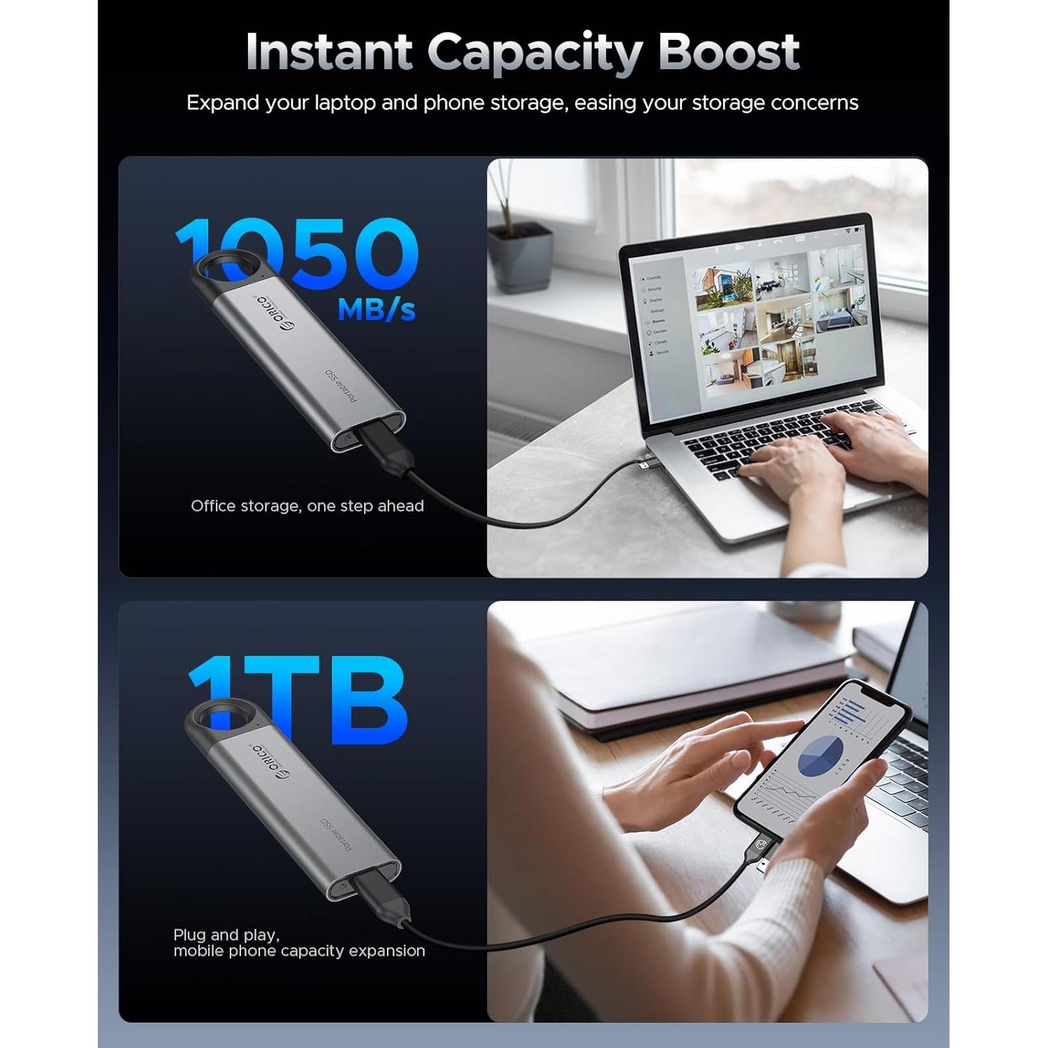 ORICO SSD Externo 1TB C10 USB 3.0 1050MB/s Portátil