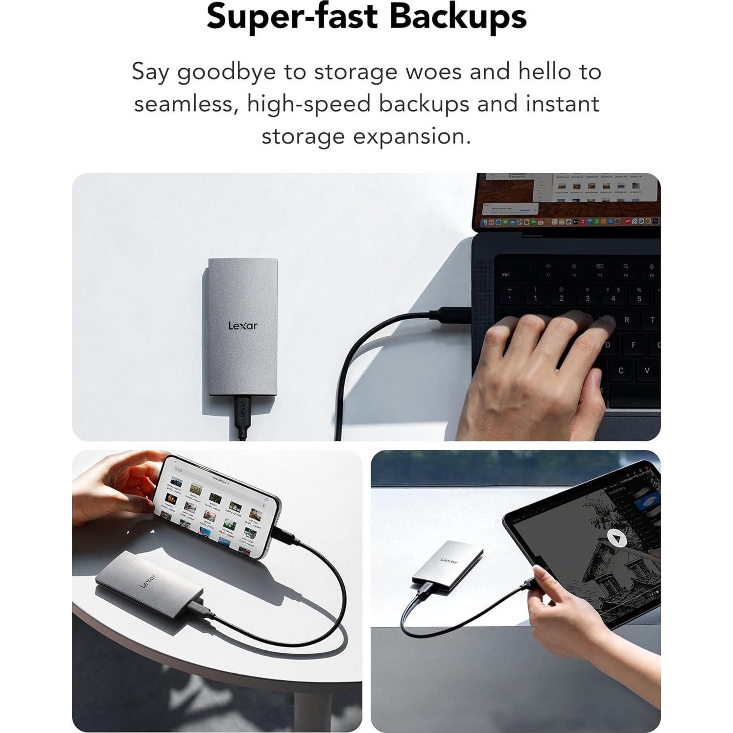 Lexar ES3 1TB SSD Externo USB 3.2, Alta Velocidad 1050MB/s