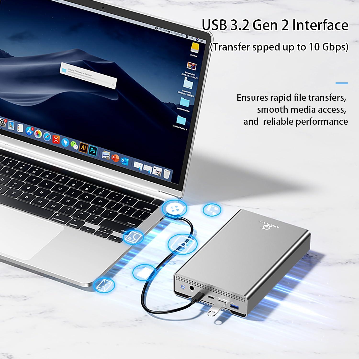 Disco Duro Externo OSENTRiX GX100 12TB USB 3.2 con Hub