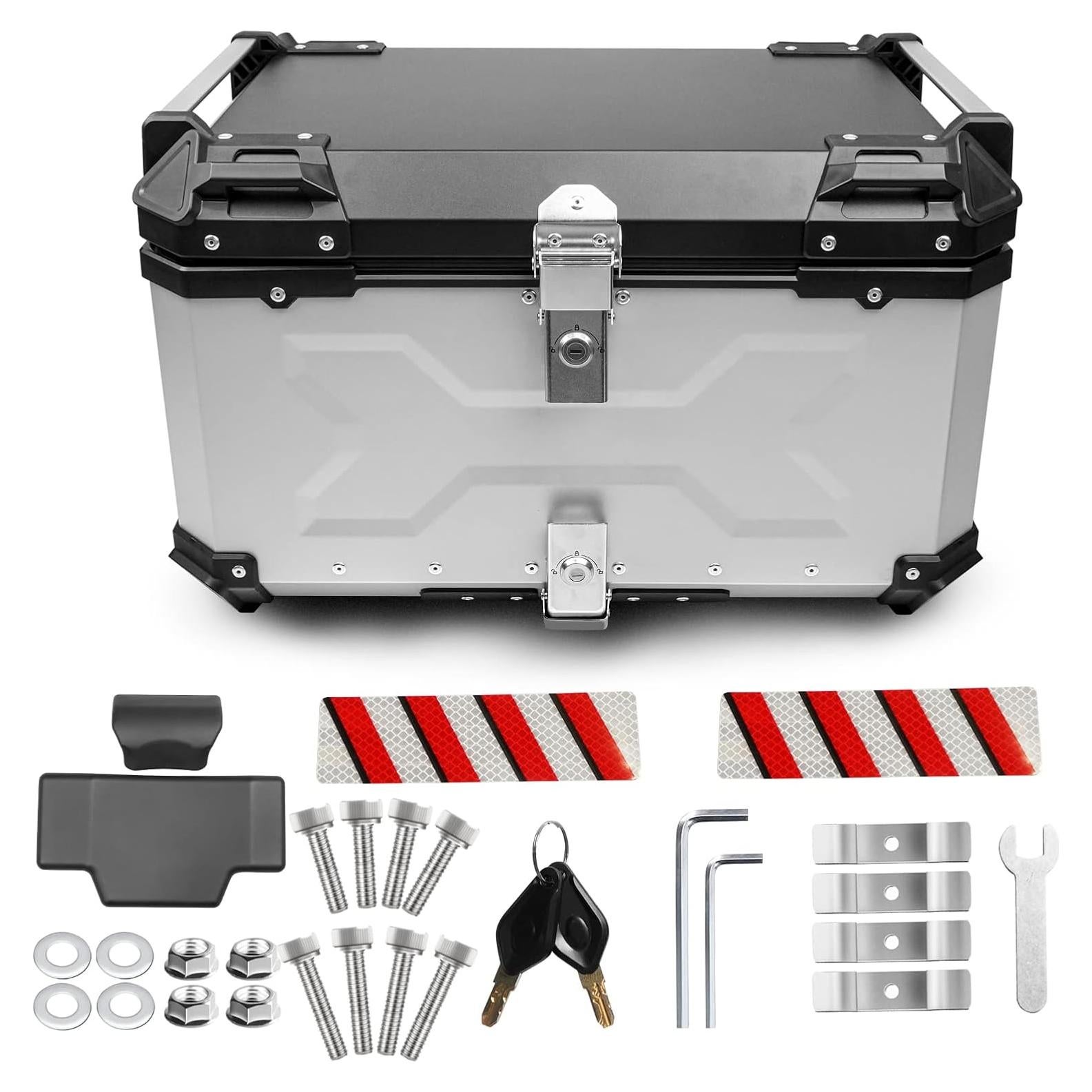 Maletero para Motocicleta Donpida 65L Plata con Respaldo