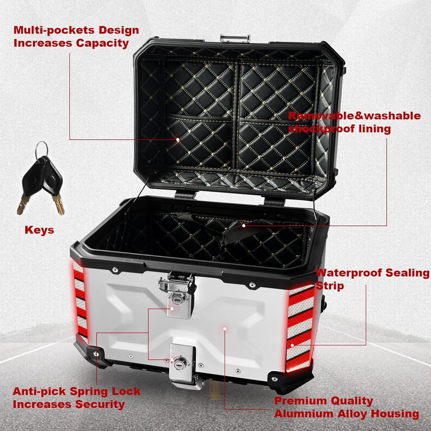 Maletero para Motocicleta Donpida 65L Plata con Respaldo