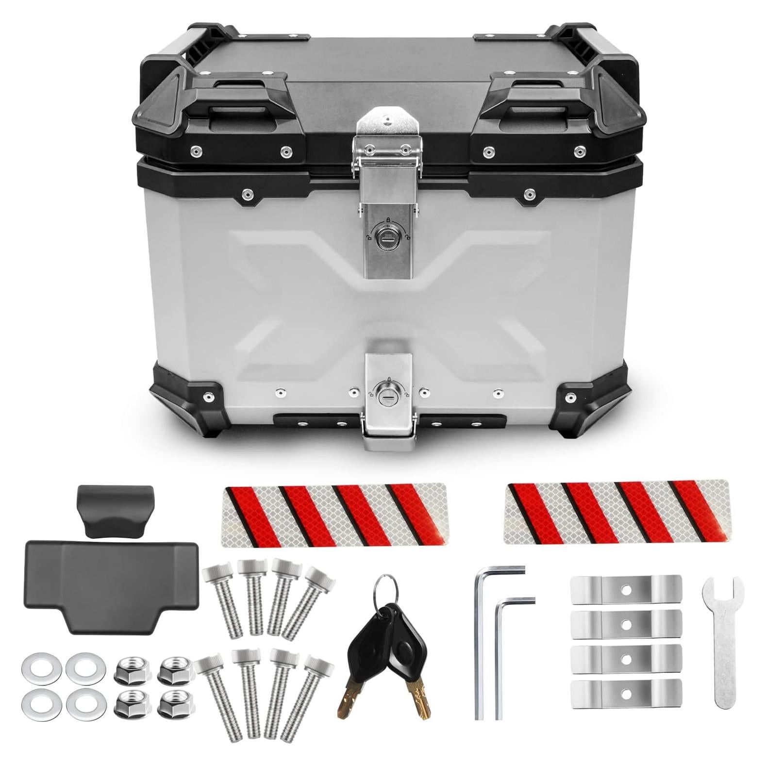 Maletero para Motocicleta Donpida 45L Plateado con Respaldo