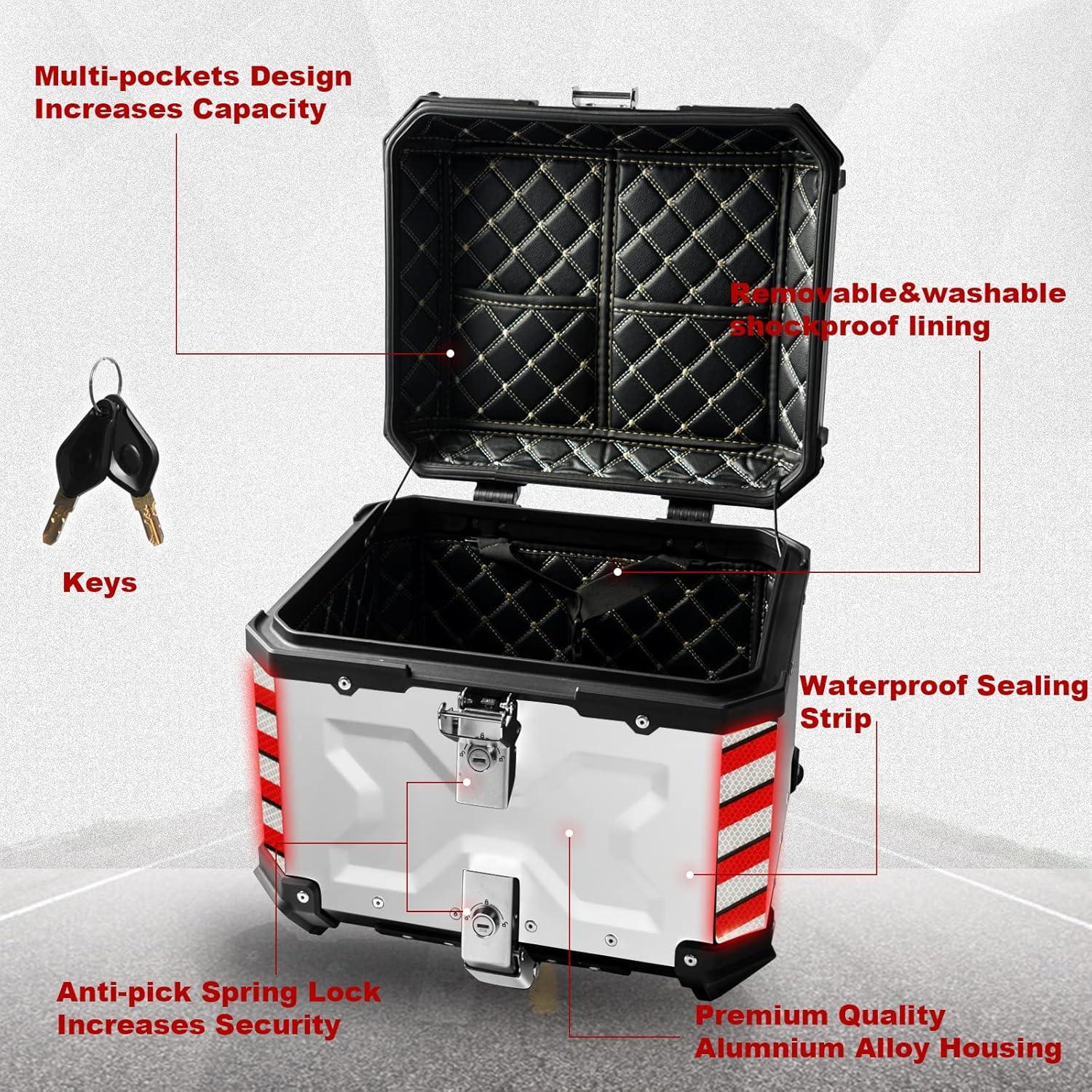 Maletero para Motocicleta Donpida 45L Plateado con Respaldo