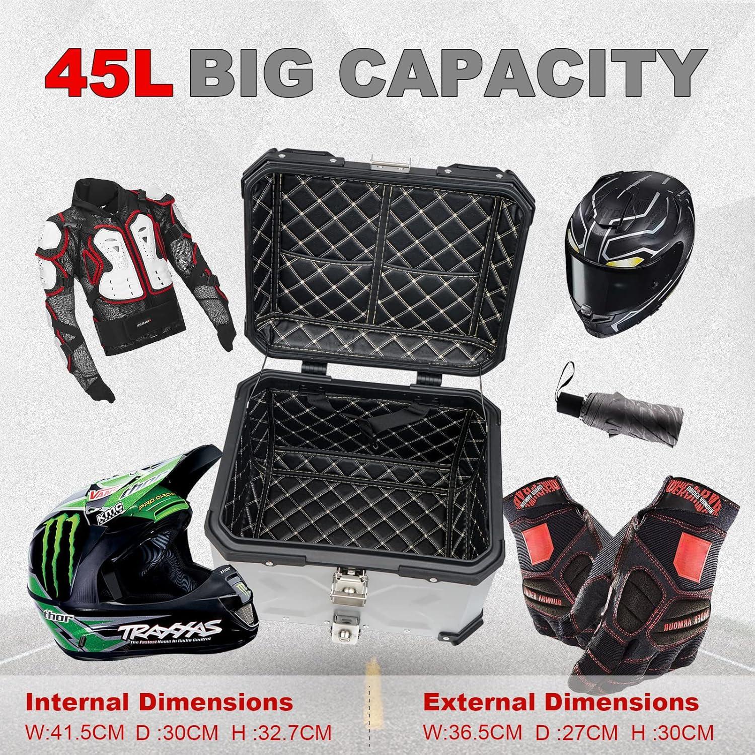 Maletero para Motocicleta Donpida 45L Plateado con Respaldo