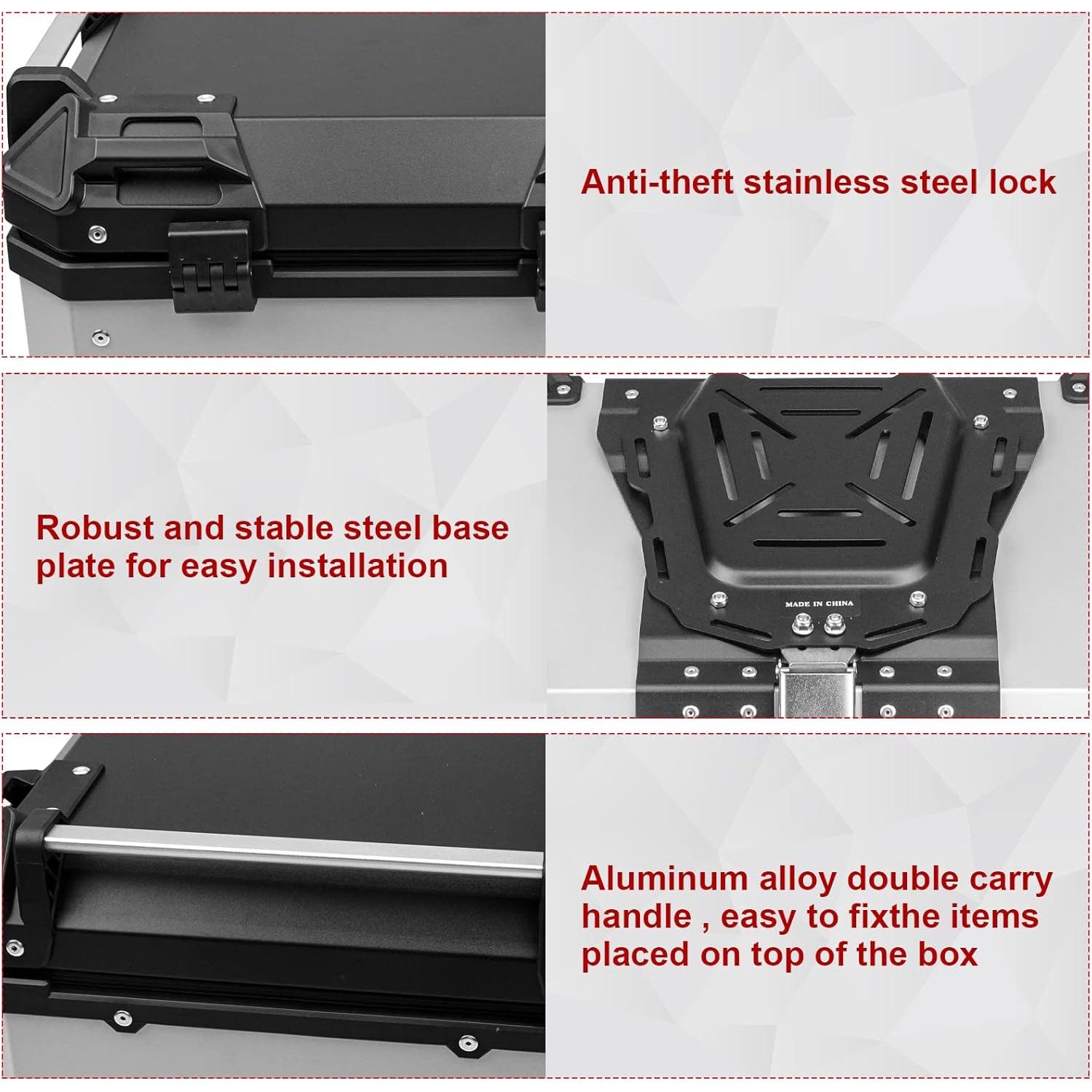 Maletero para Motocicleta Donpida 45L Plateado con Respaldo