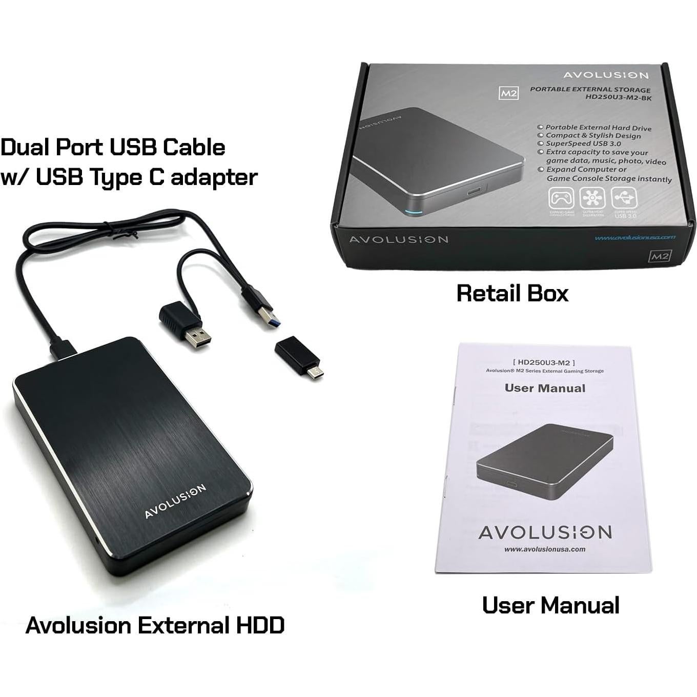 Disco Duro Externo Avolusion 2TB USB 3.0 para PS4 - Negro