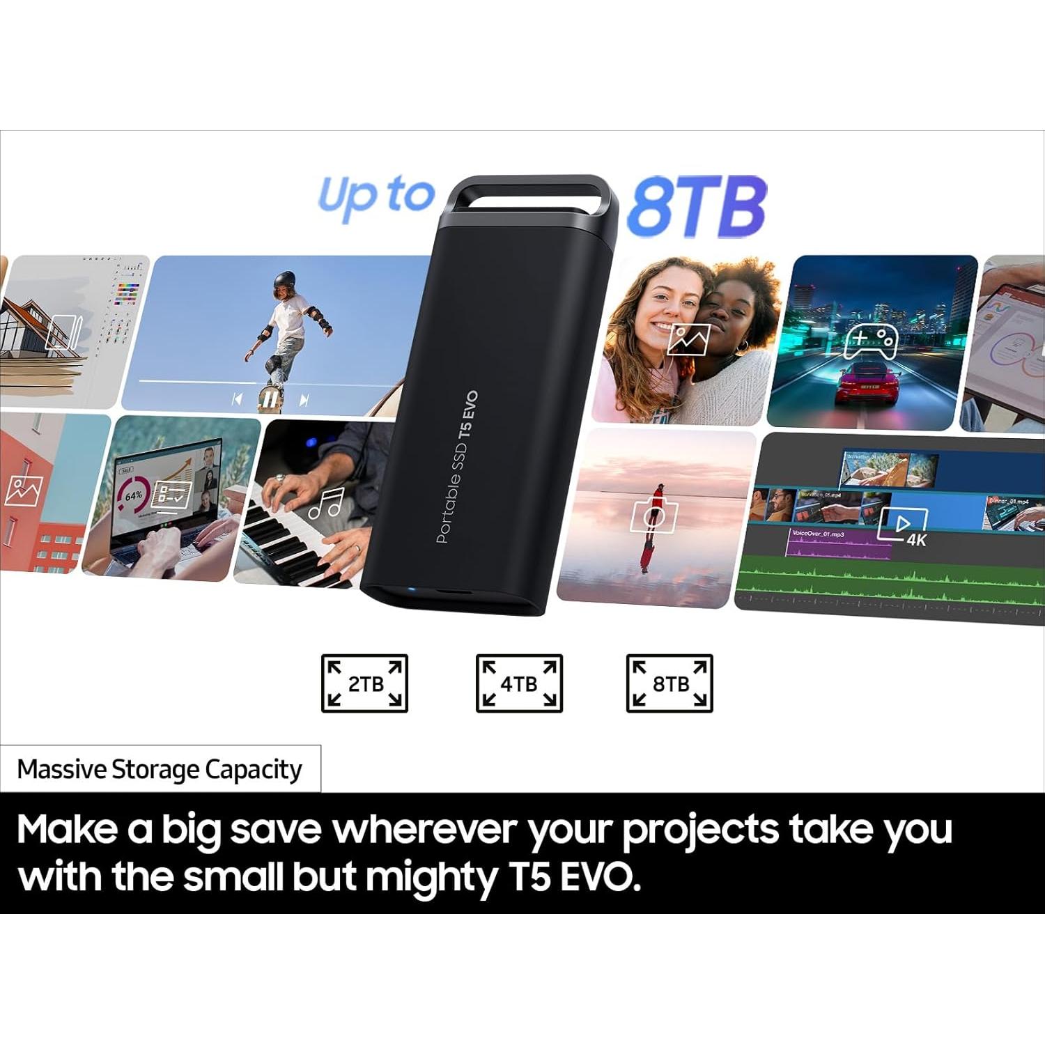 SSD Portátil Samsung T5 EVO 8TB USB 3.2 Negro