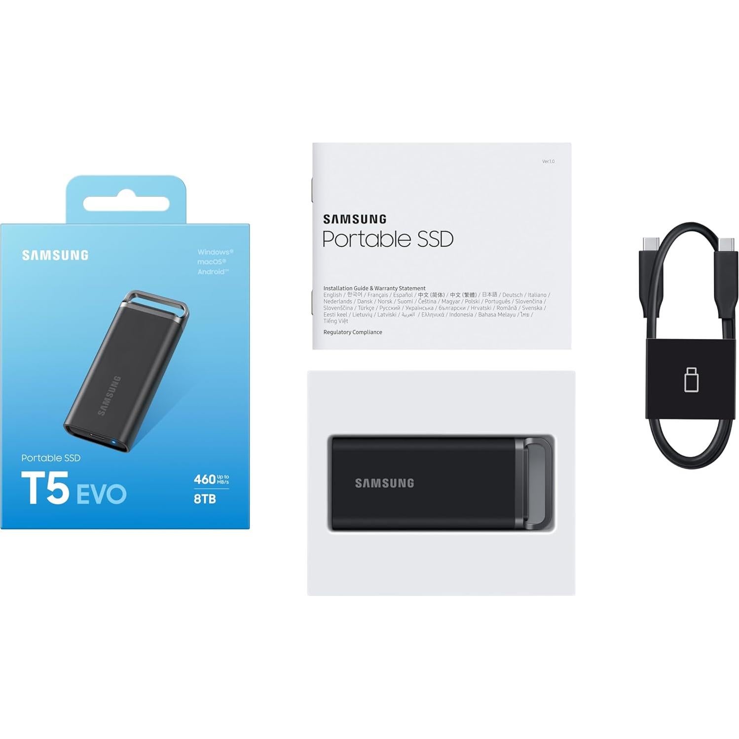 SSD Portátil Samsung T5 EVO 8TB USB 3.2 Negro