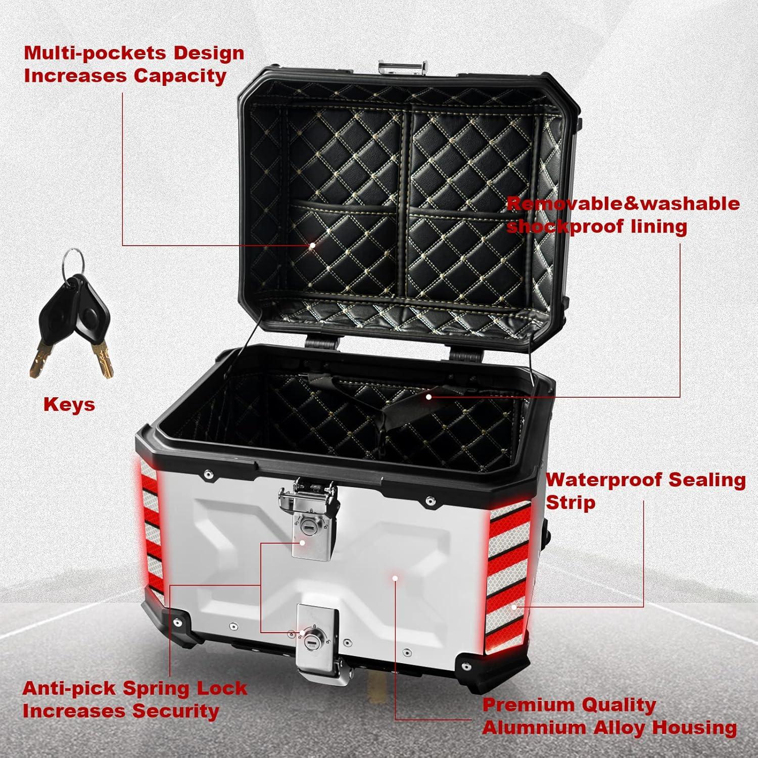 Maletero para Motocicleta Donpida 55L Plata con Respaldo