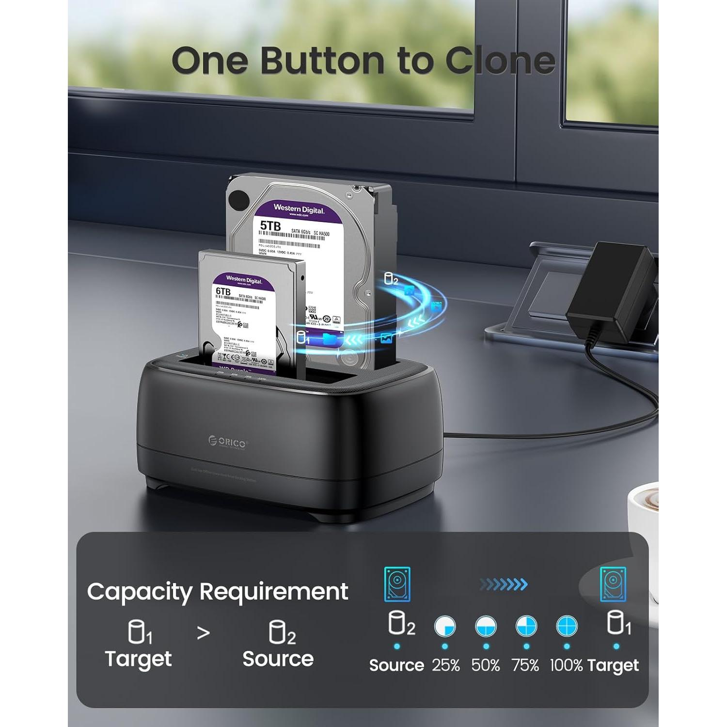 Estación de Acoplamiento ORICO DD28U3-C Doble Bahía USB 3.0