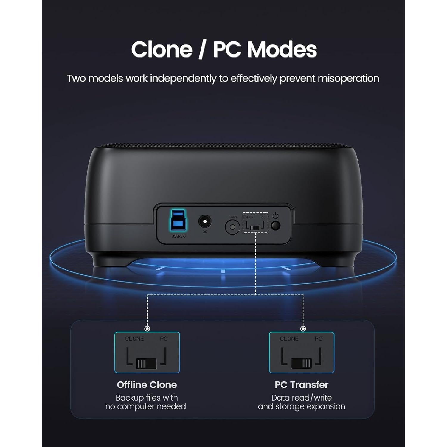 Estación de Acoplamiento ORICO DD28U3-C Doble Bahía USB 3.0