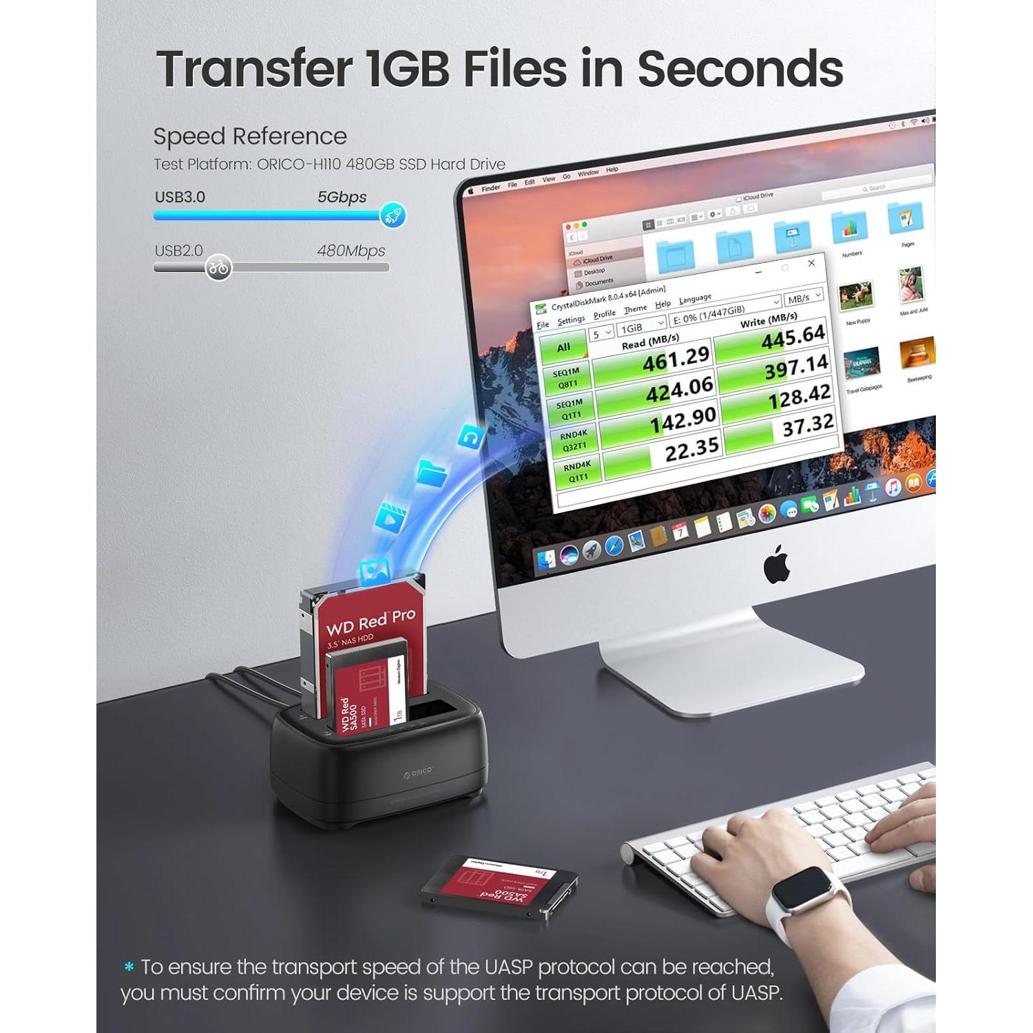 Estación de Acoplamiento ORICO DD28U3-C Doble Bahía USB 3.0