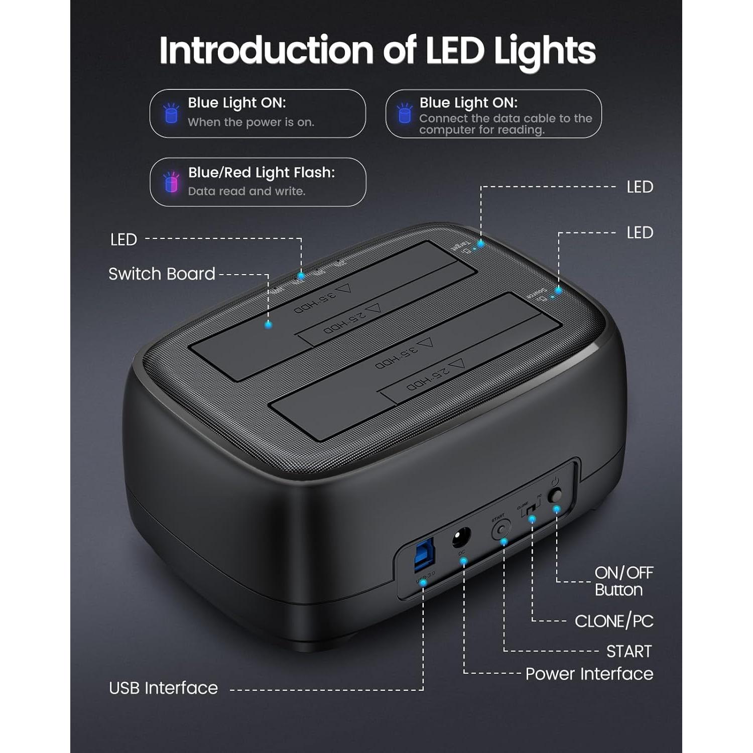 Estación de Acoplamiento ORICO DD28U3-C Doble Bahía USB 3.0