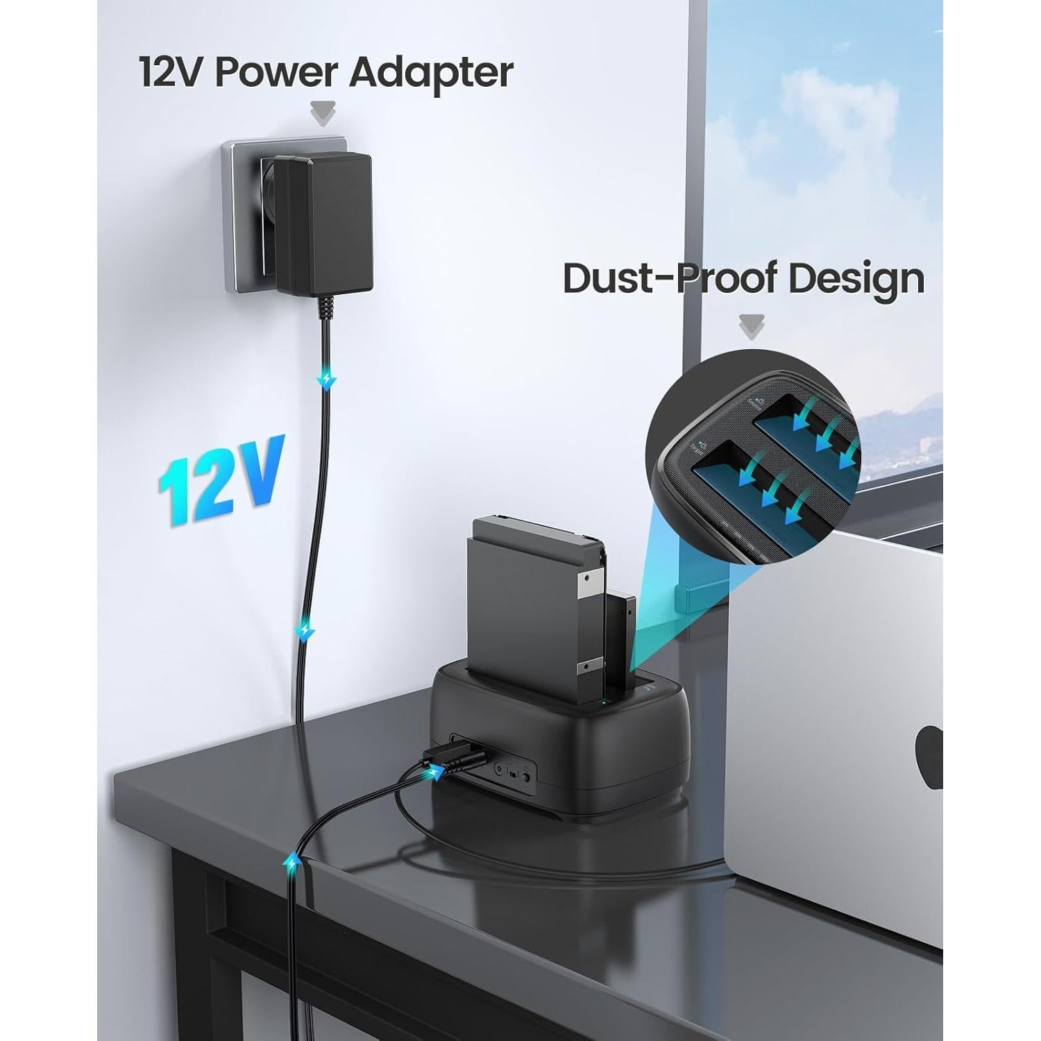 Estación de Acoplamiento ORICO DD28U3-C Doble Bahía USB 3.0
