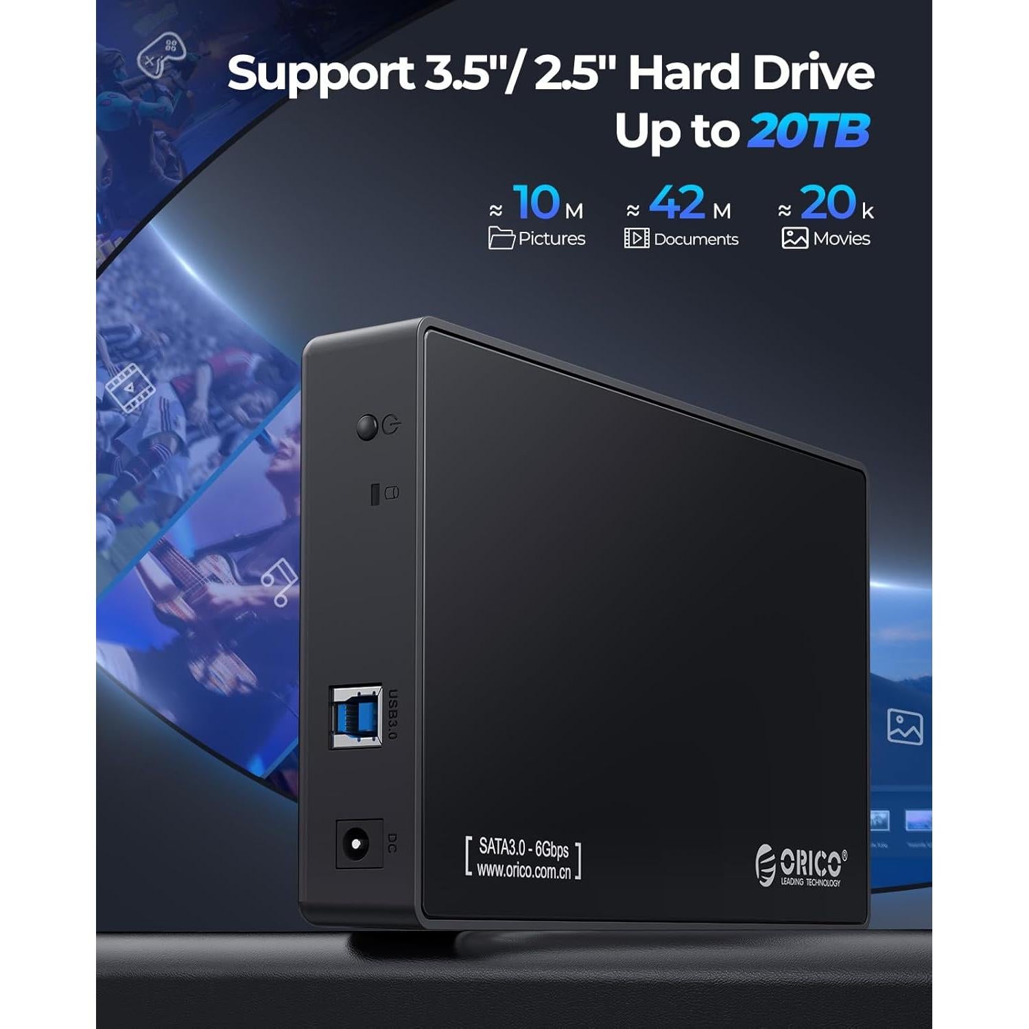 Caja Externa HDD ORICO 3588US3 USB 3.0 3.5" hasta 20TB