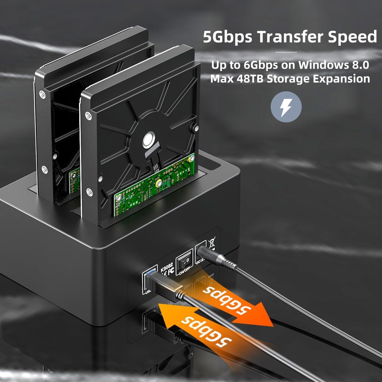 Estación de Acoplamiento MAIWO 2 Bahías HDD/SSD Clonación Offline