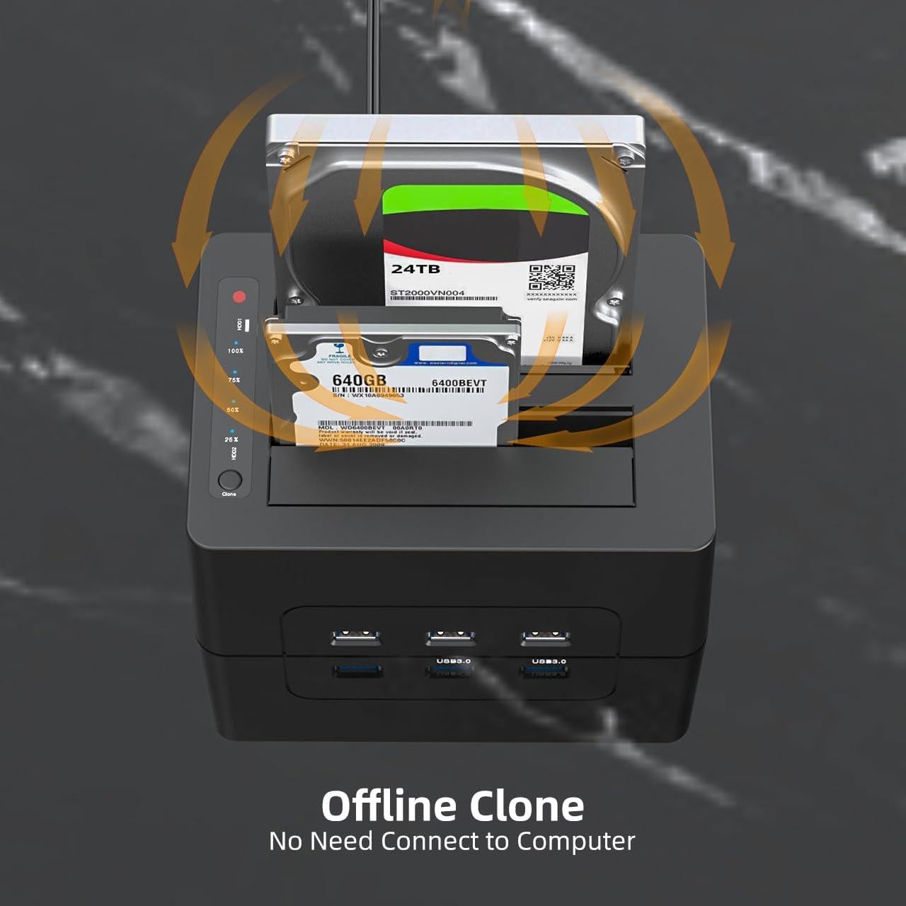 Estación de Acoplamiento MAIWO 2 Bahías HDD/SSD Clonación Offline