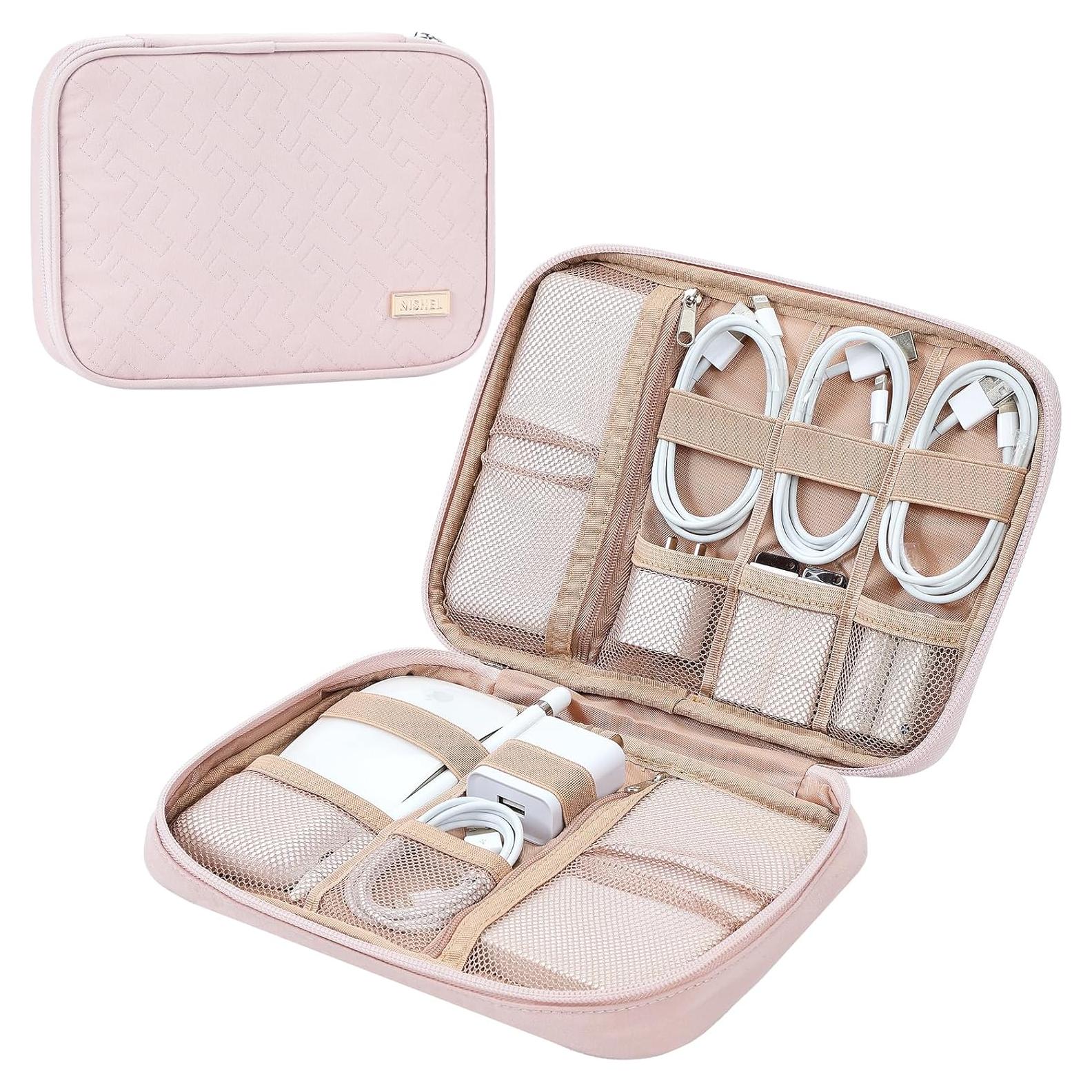 Estuche Organizador de Cables NISHEL Rosa 26.7x19.1 cm