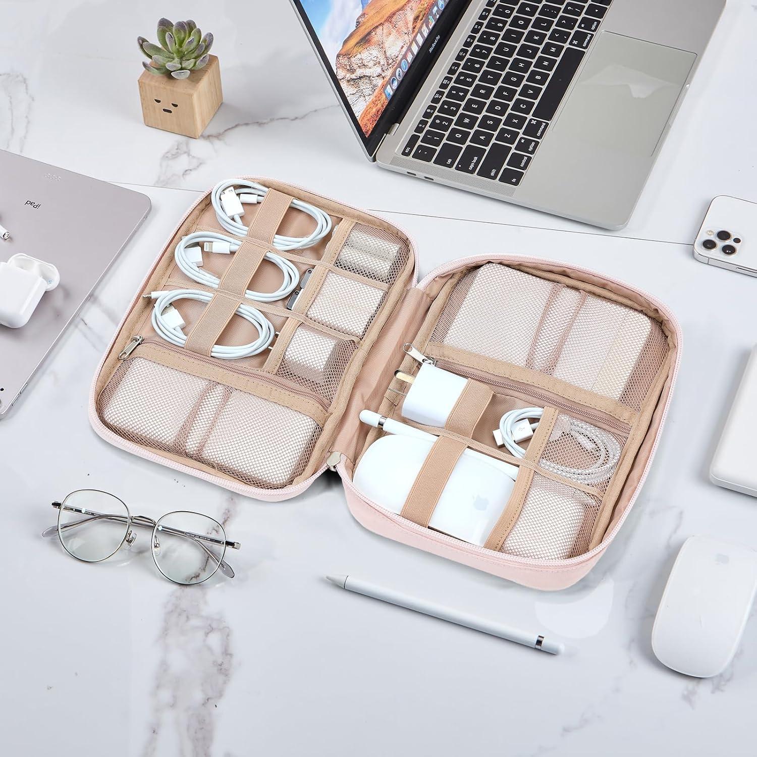 Estuche Organizador de Cables NISHEL Rosa 26.7x19.1 cm