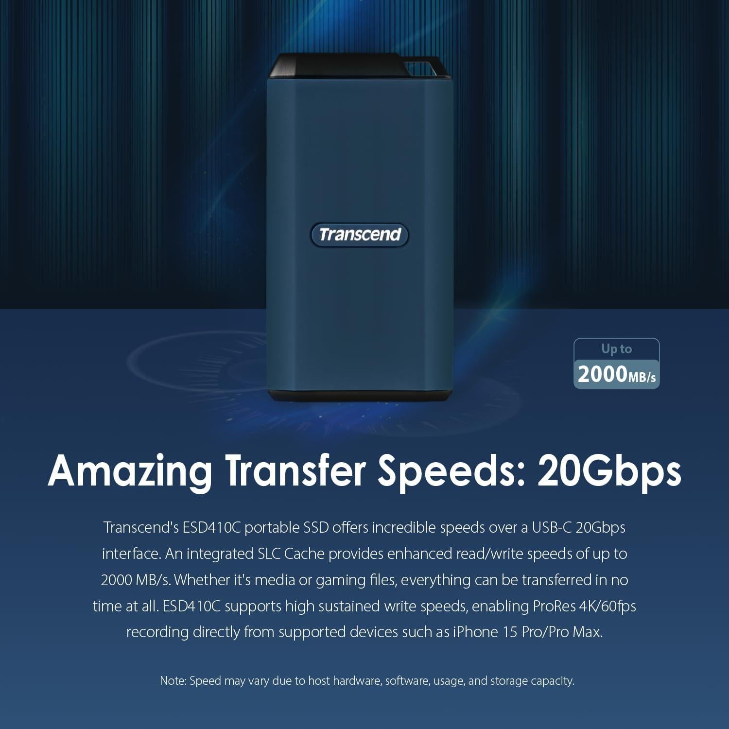 Transcend ESD410 2TB SSD Externo USB 3.2 Gen2 Resistente