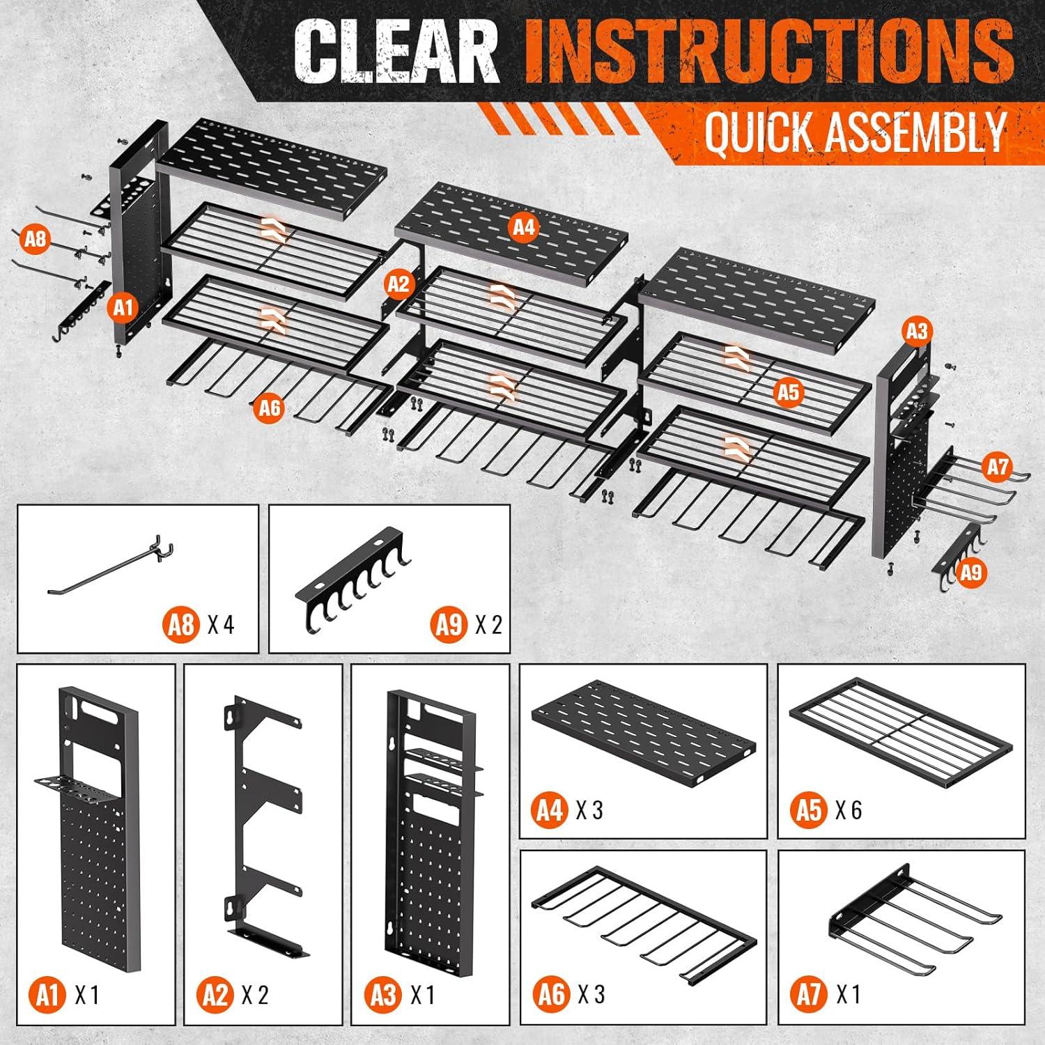 Organizador de Herramientas de Pared Shomextol 4 Capas 14 Soportes