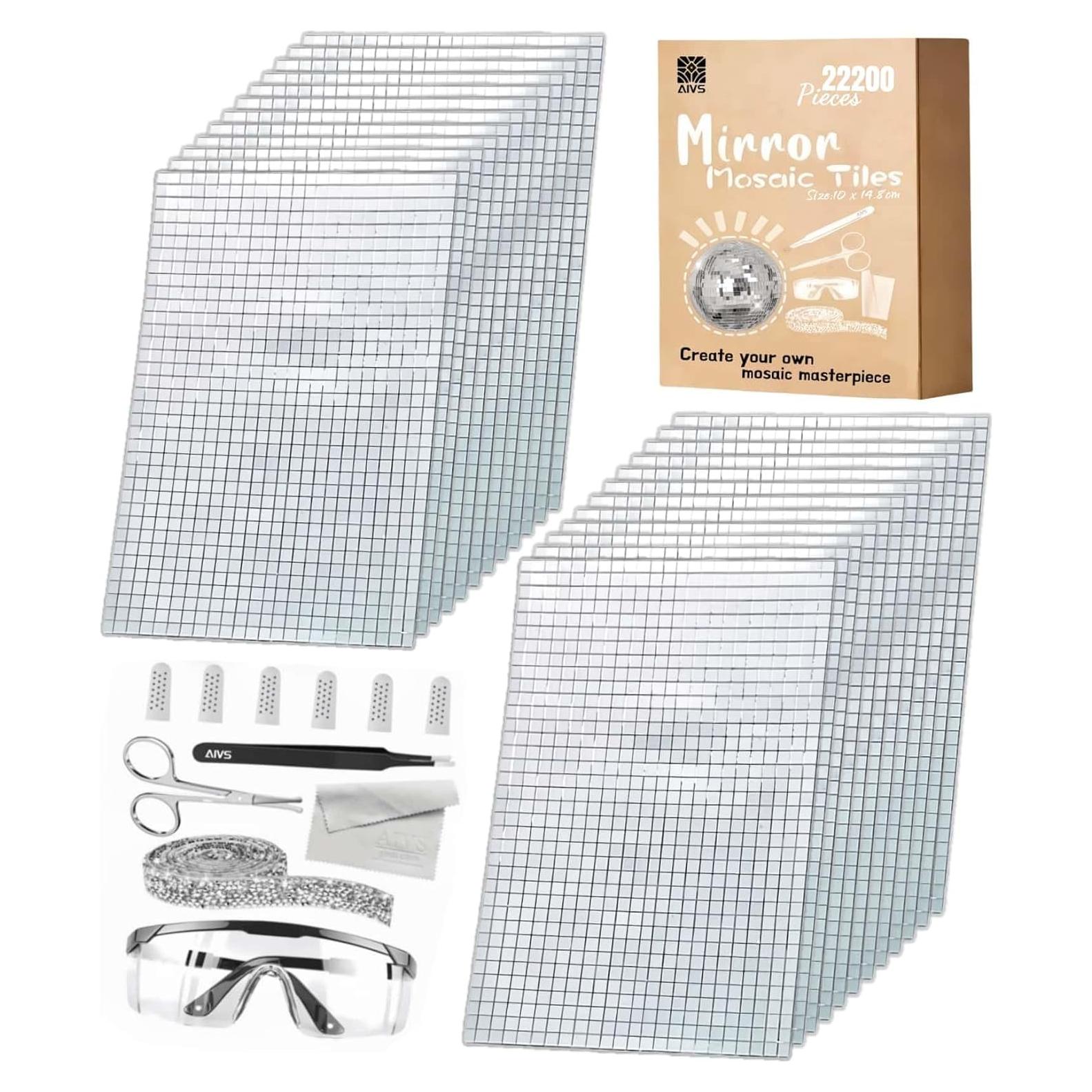 Kit de Mosaico de Espejo AIVS 22200 Piezas 4x4 mm DIY