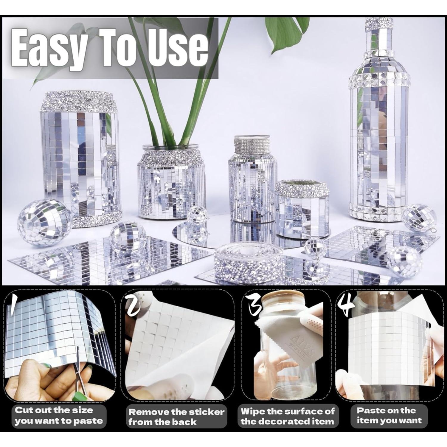 Kit de Mosaico de Espejo AIVS 22200 Piezas 4x4 mm DIY