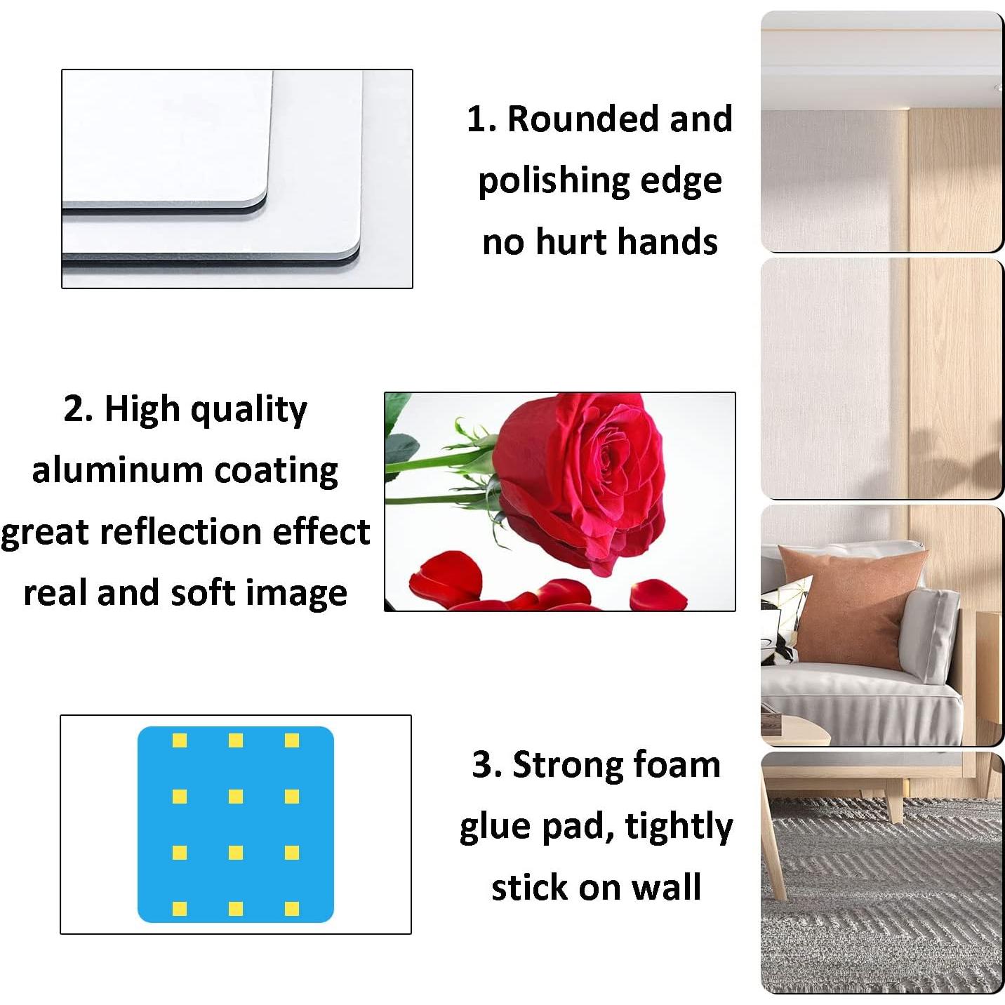 Espejos Acrílicos Autoadhesivos DARENYI 20.32 cm 6 Pcs