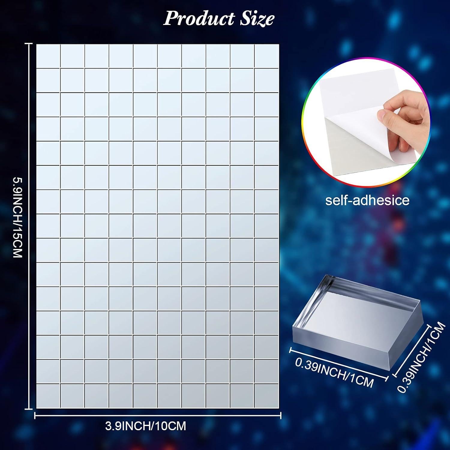 Mosaico Espejo Autoadhesivo Geiserailie 900 Piezas 1 cm Plata