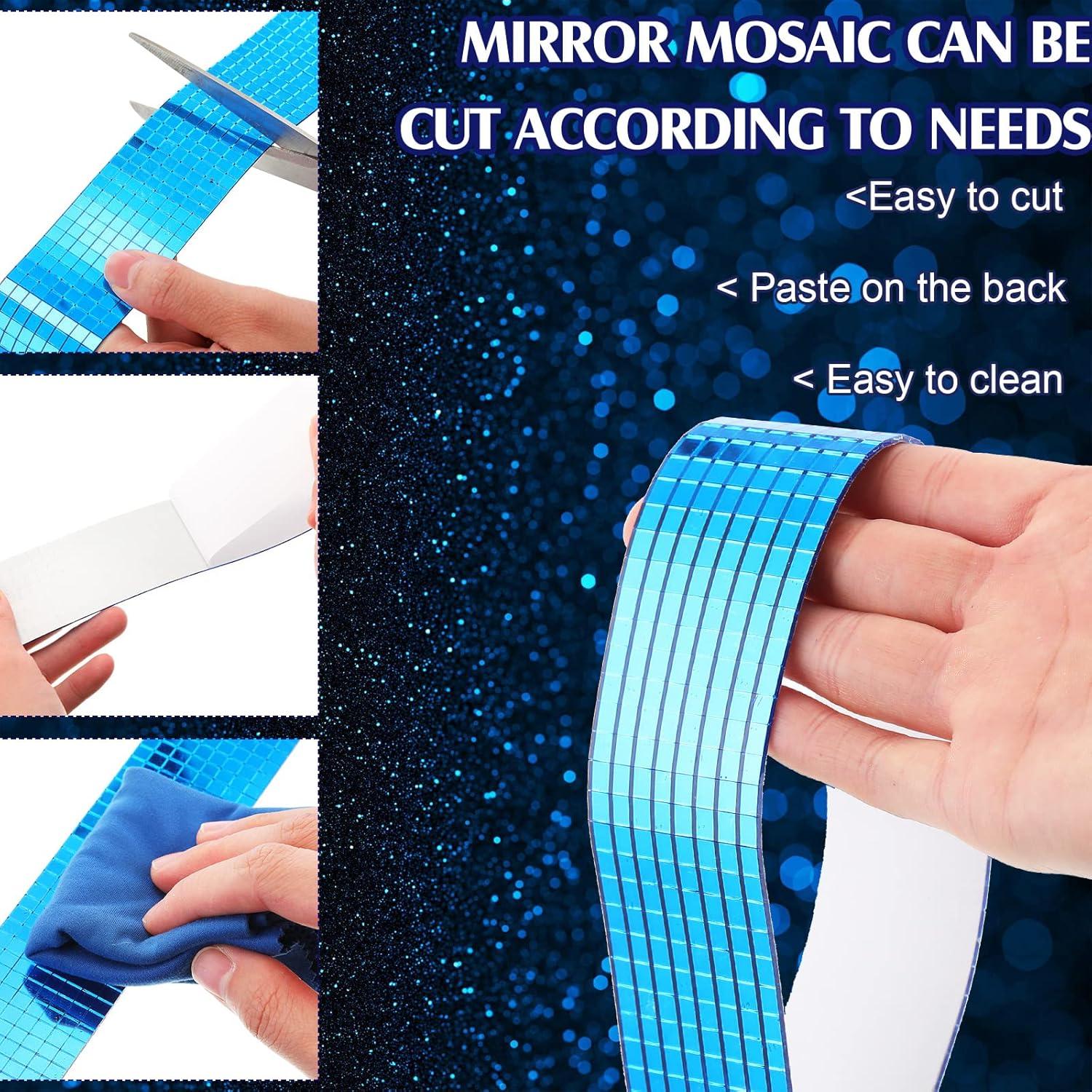 Queekay 4800 Azulejos de Espejo Autoadhesivos 0.5 cm Azul