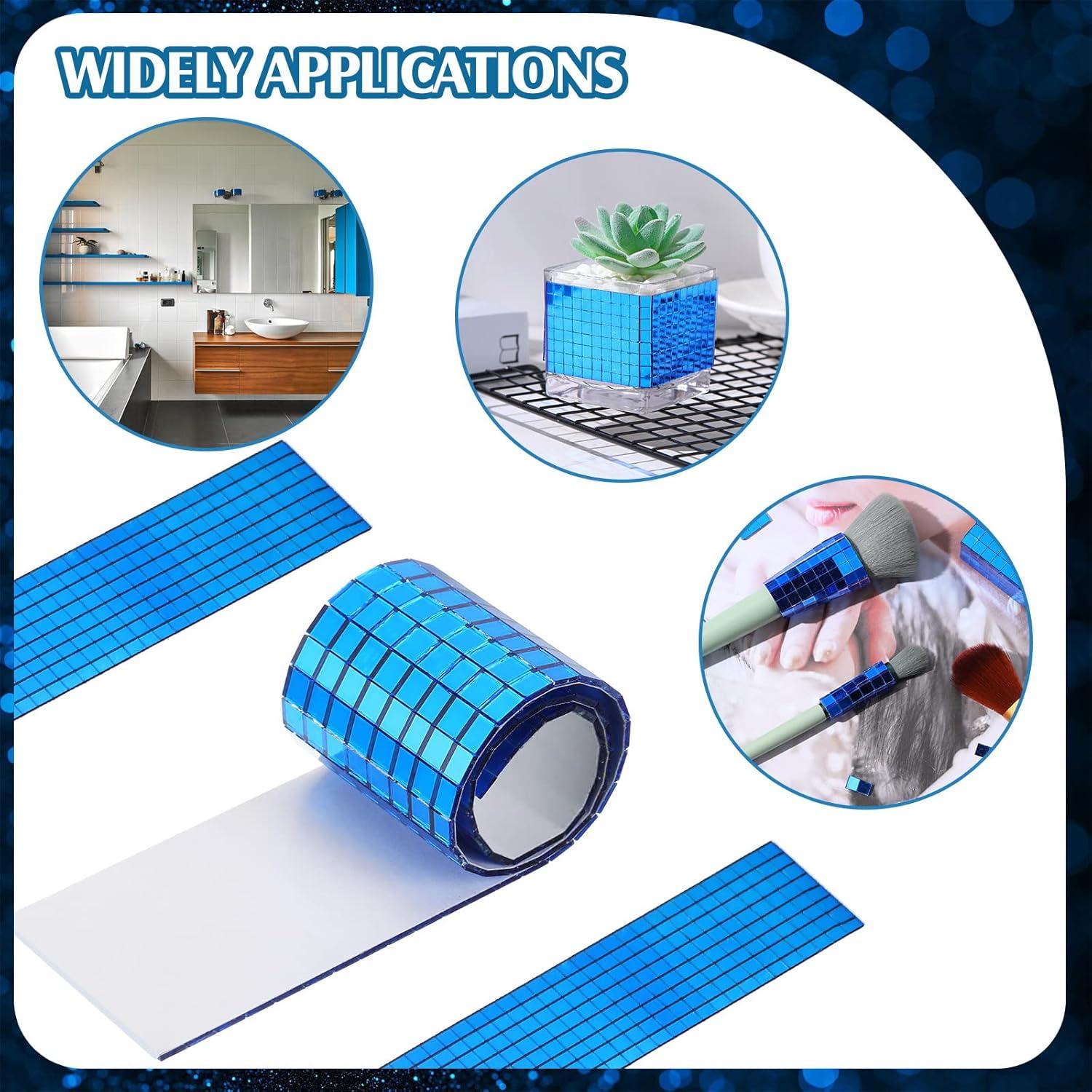 Queekay 4800 Azulejos de Espejo Autoadhesivos 0.5 cm Azul