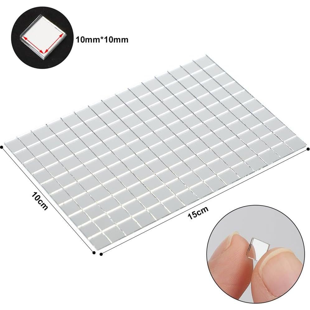 Espejos de Vidrio Autoadhesivos Cuadrados 10x10mm Jimtinso