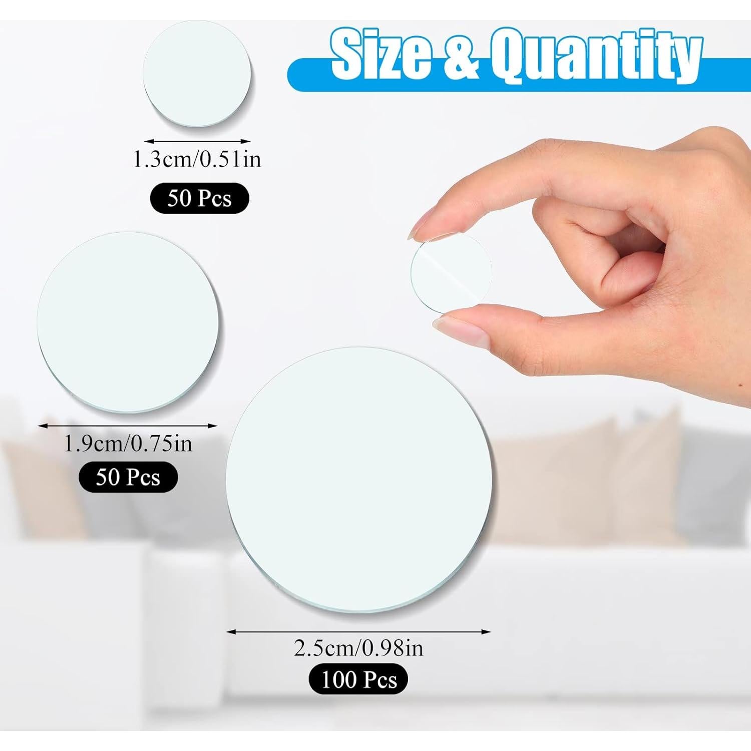 Kigley 200 Piezas Azulejos de Espejo Redondos para Manualidades