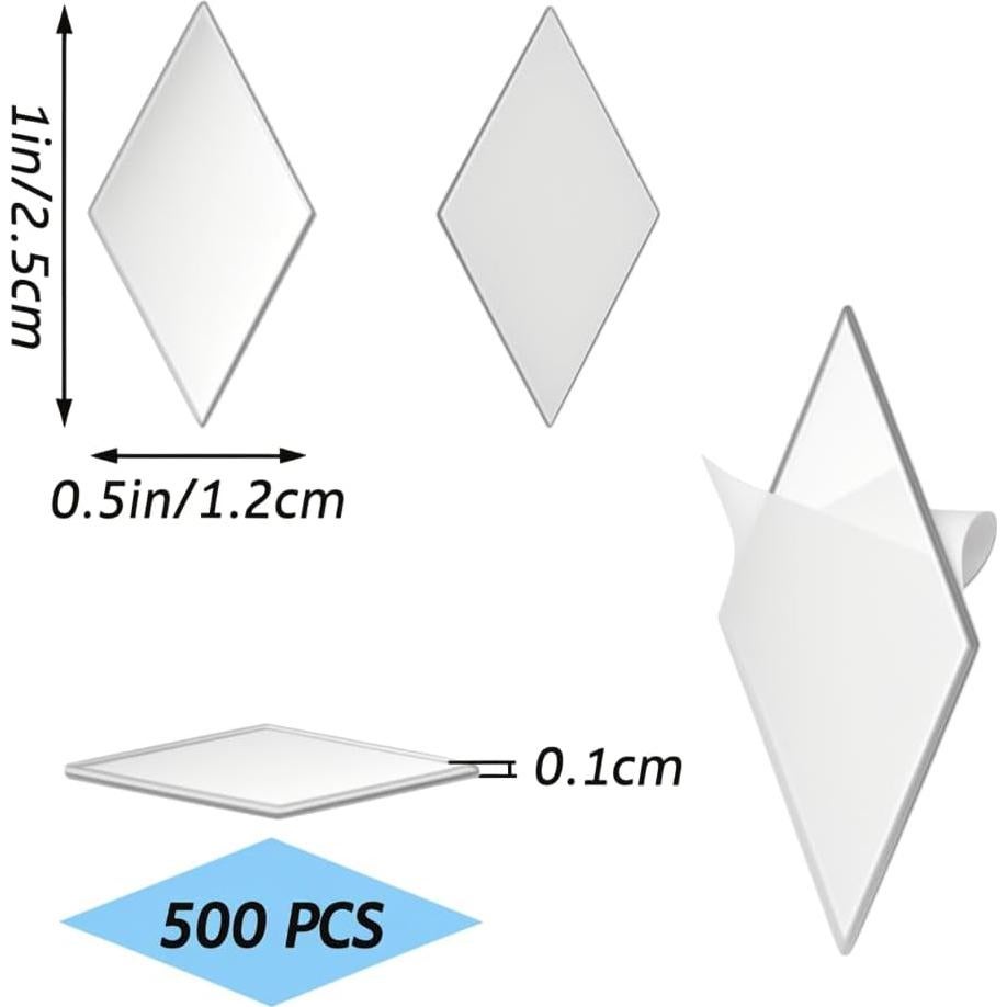 Azulejos de Espejo Autoadhesivos YOUEON 500 Pcs 1.27x2.54 cm