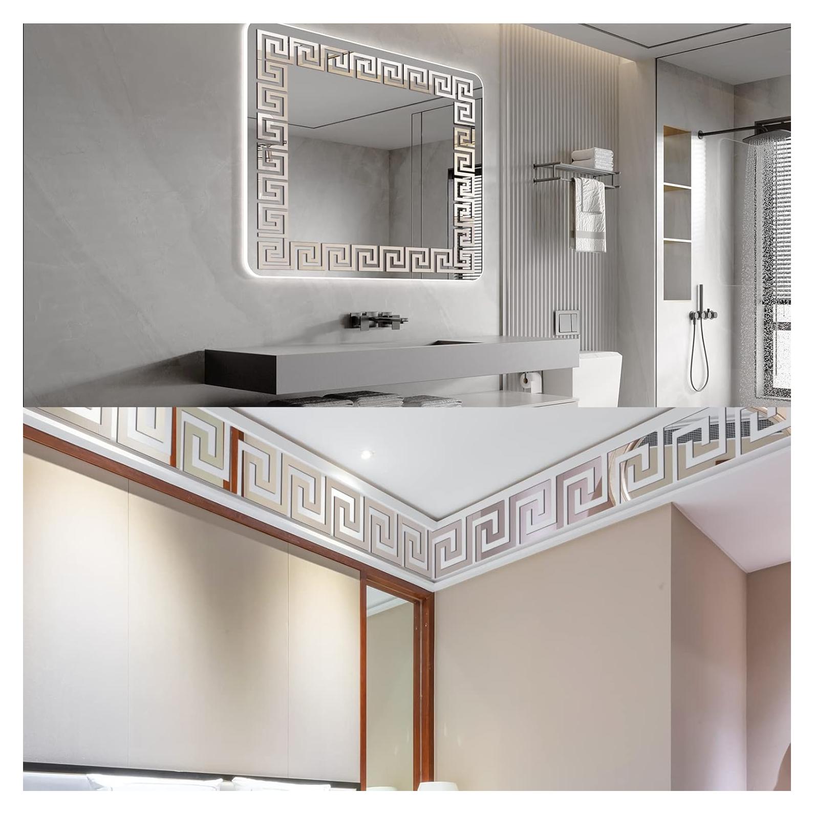 27 Piezas Pegatinas Decorativas de Espejo QUIETART Plata 10x10cm