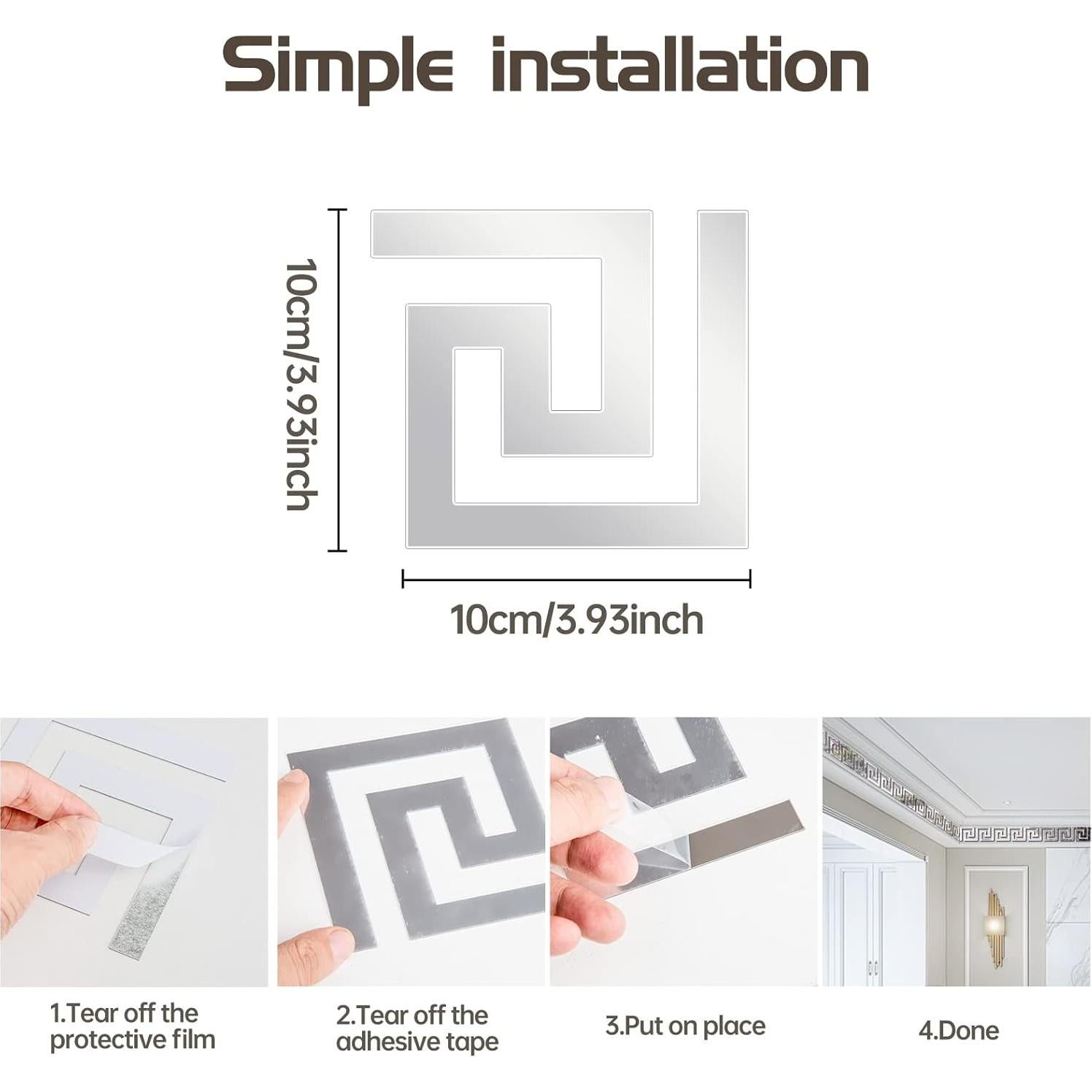 27 Piezas Pegatinas Decorativas de Espejo QUIETART Plata 10x10cm