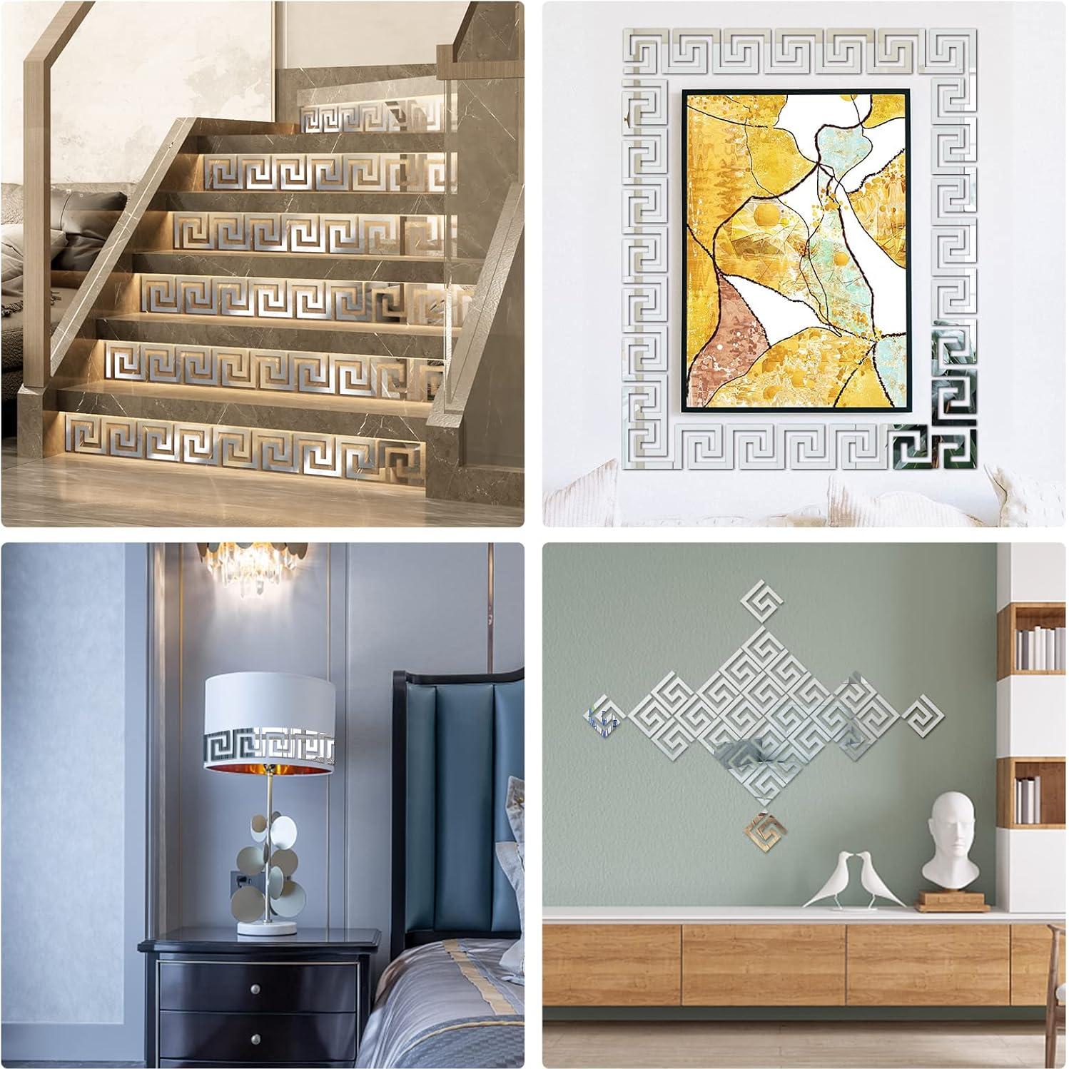 27 Piezas Pegatinas Decorativas de Espejo QUIETART Plata 10x10cm