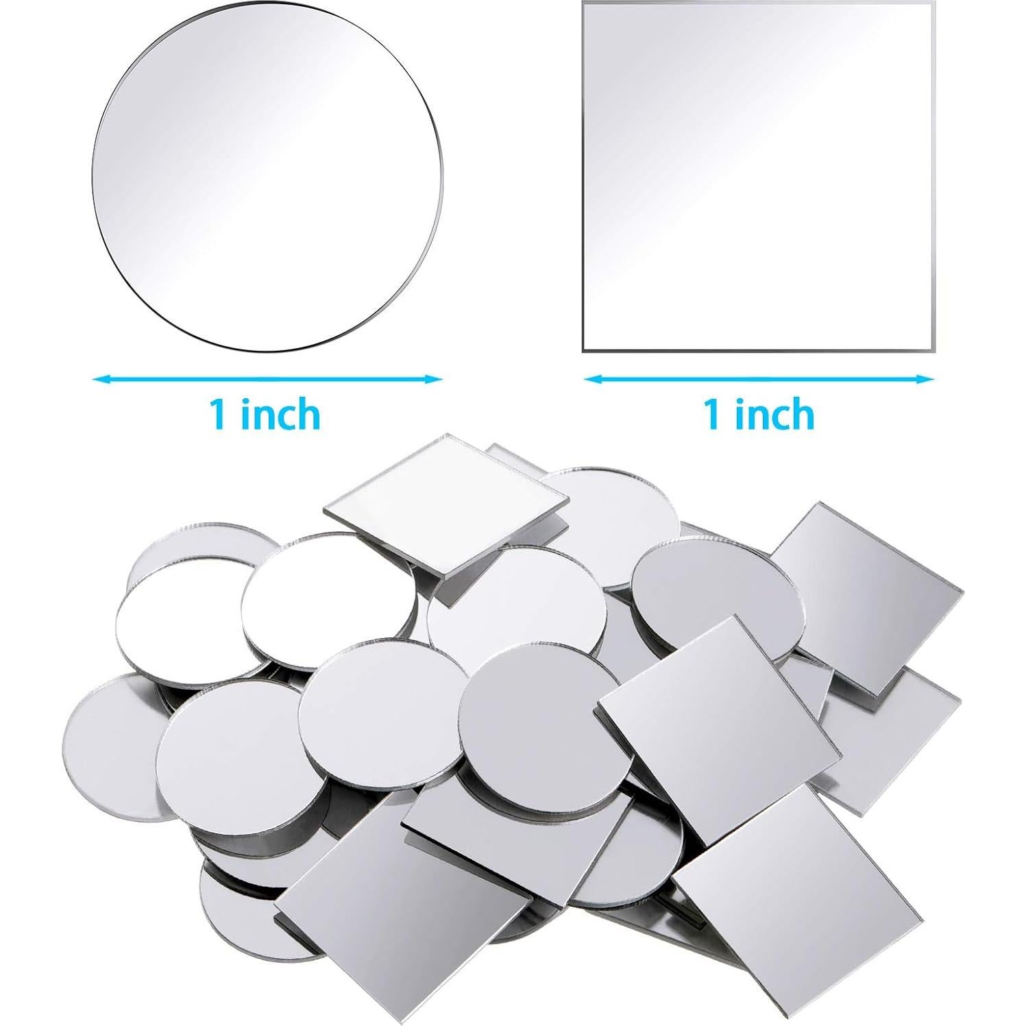 200 Azulejos de Espejo Redondos y Cuadrados Jetec 2.54 cm