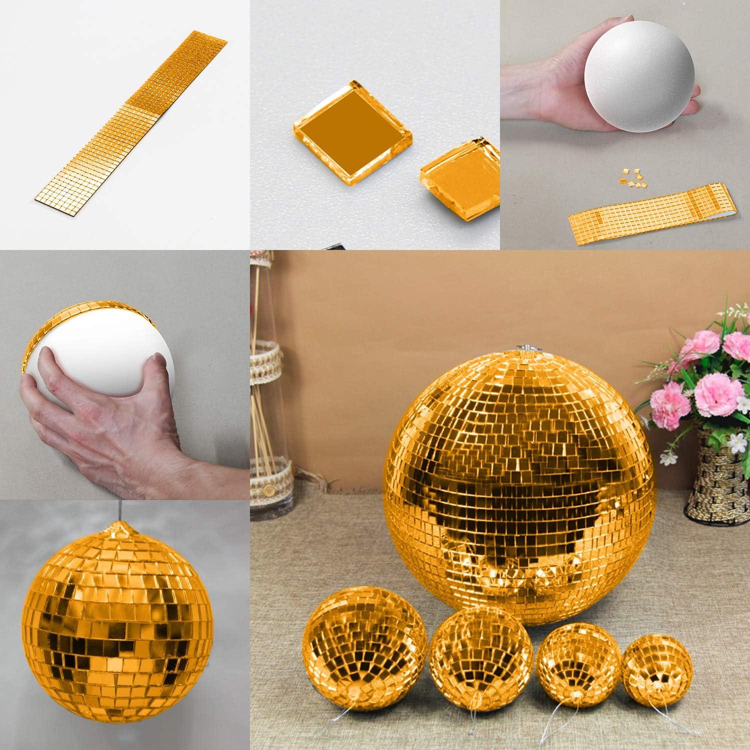 Azulejos de Espejo Mini Cuadrados OIIKI 1400pcs Dorado 4.8x4.8mm