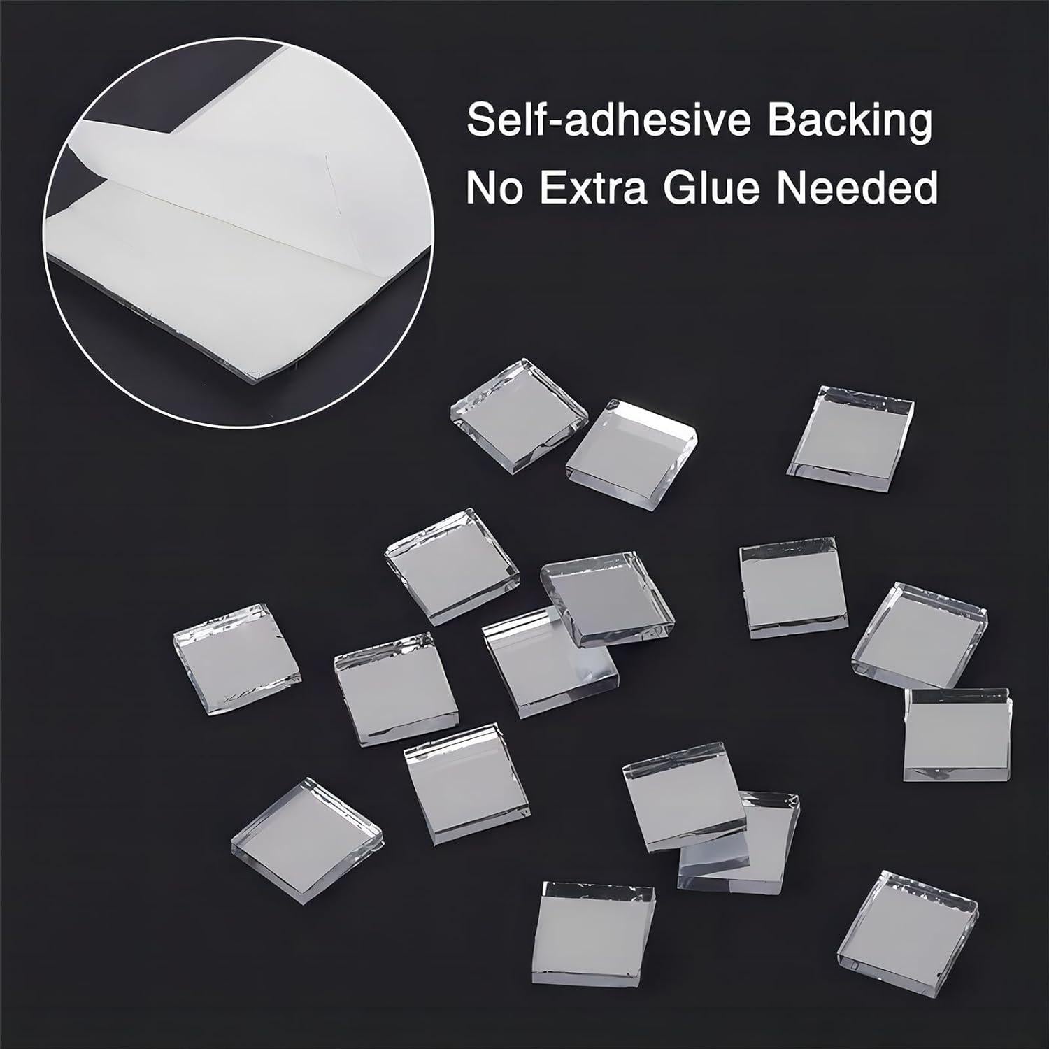 30000 Baldosas de Espejo Autoadhesivas Plata 5x5mm Auto-plaza