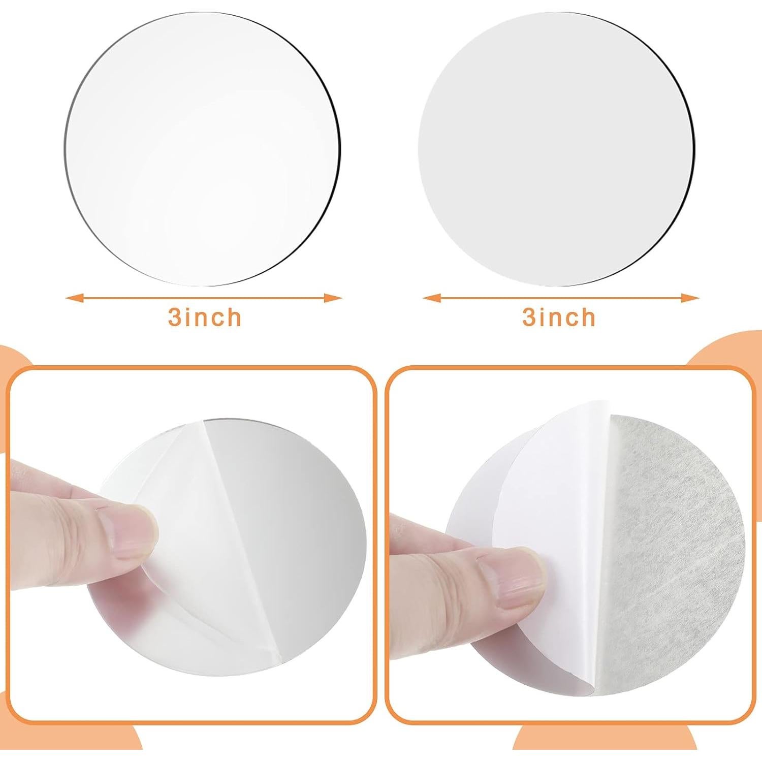 Jetec 25 Espejos Redondos Adhesivos 7.62 cm para Manualidades