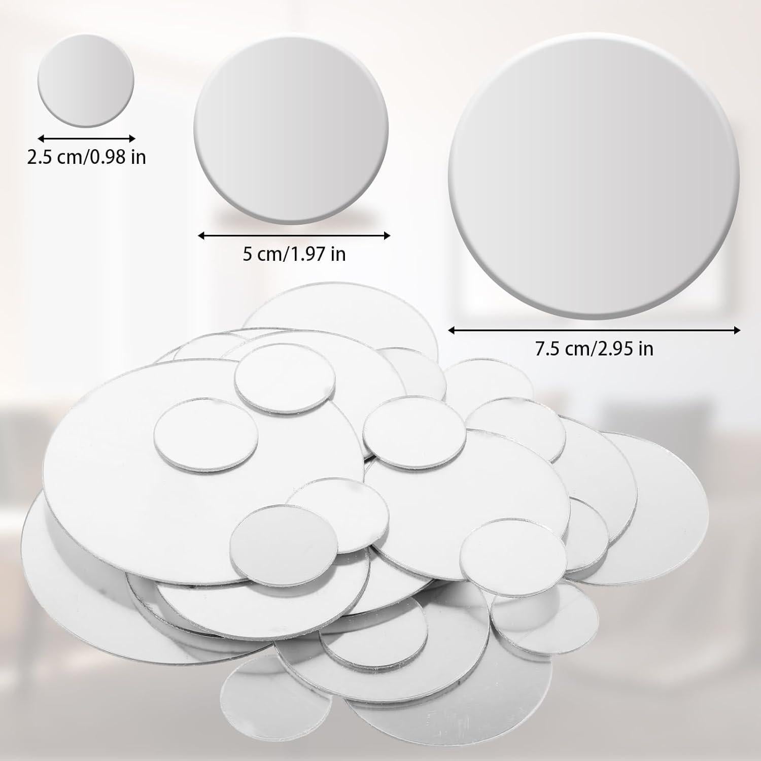 Set 40 Espejos Adhesivos Redondos Acrílicos Tucnoeu 2.5-7.5cm